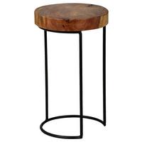 Beistelltisch "Akola" , ca. 28x28 cm, aus Sheesham - Sheeshamfarben/Schwarz, Design, Holz/Metall (28/28/45cm) - MID.YOU