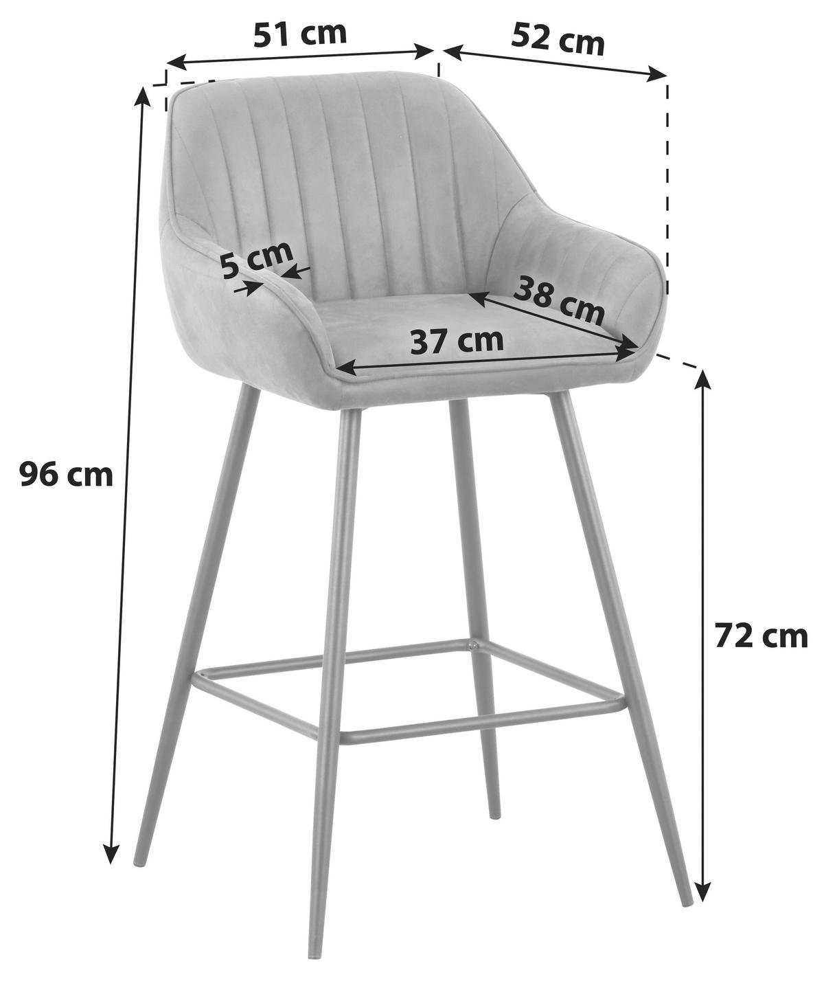 Barski Stol Rom, Siva - temno siva/črna, Moderno, kovina/tekstil (51/96/52cm)