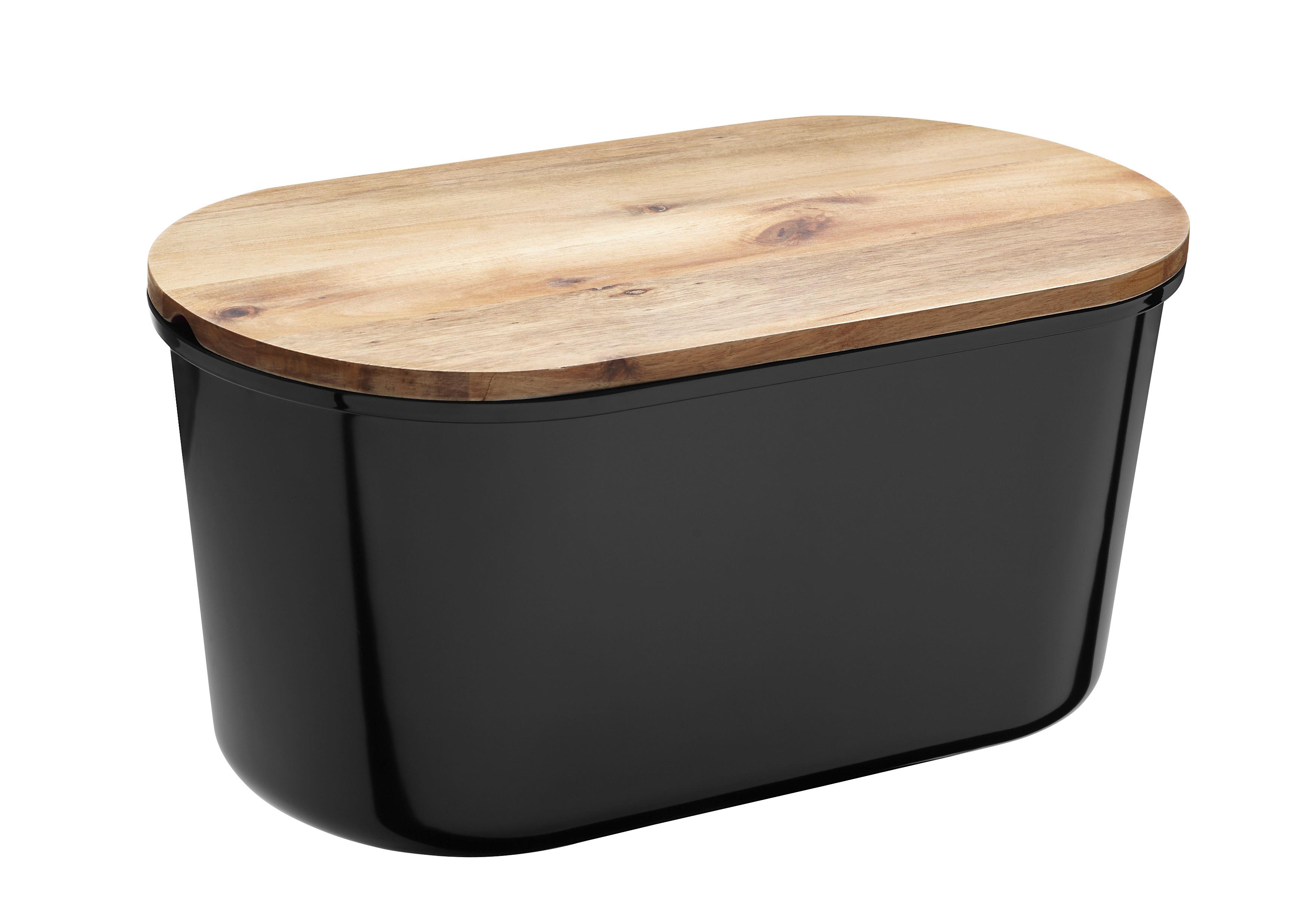 Škatla Za Kruh Fresh, Črna - črna/barve akacije, Trend, umetna masa/les (37/21,5/17,2cm) - Echtwerk