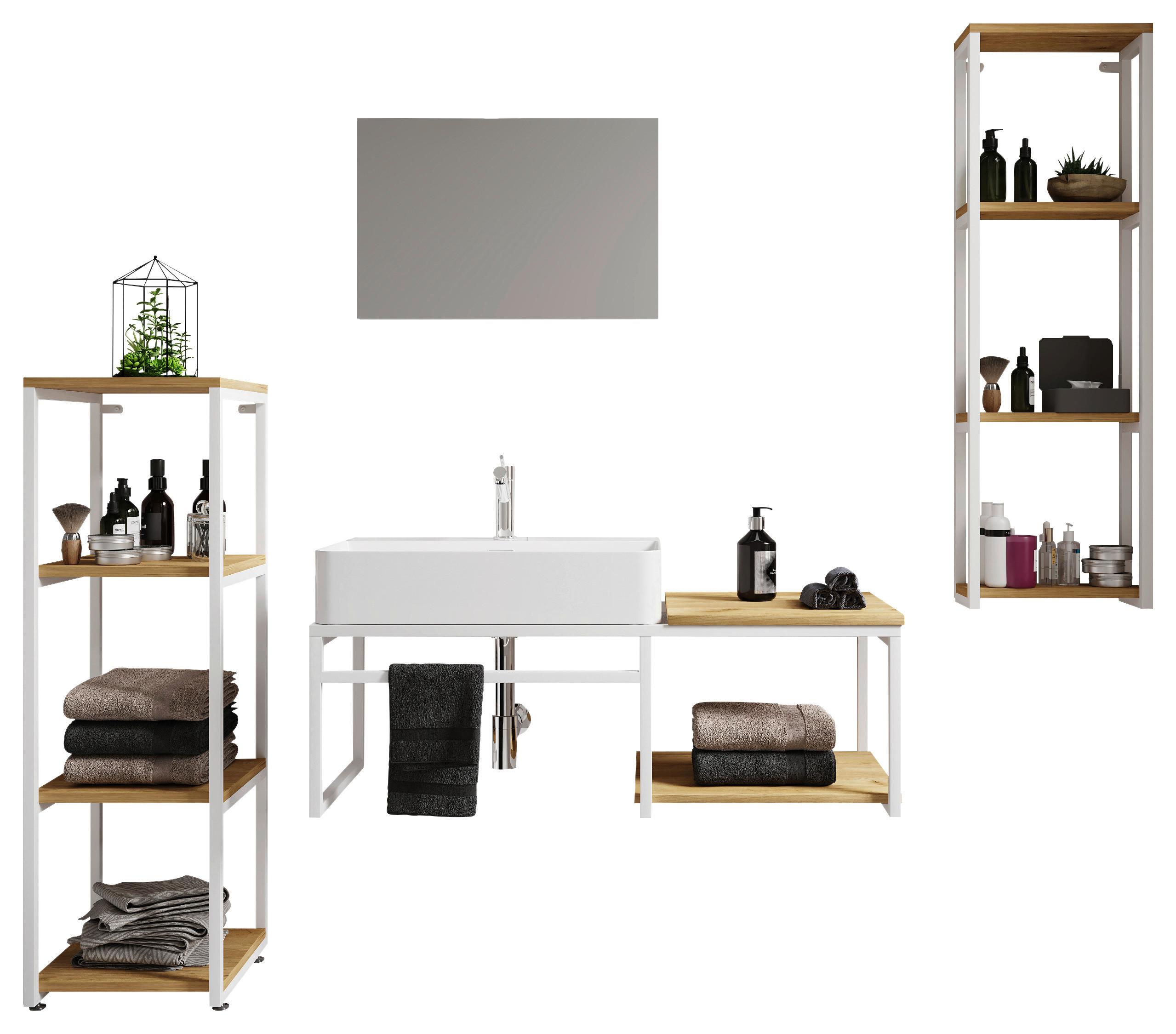 Kopalnica Bitila 100, Bela, Barva Hrasta, 5-Delno - črna/bela, Moderno, kovina/umetna masa (170cm) - MID.YOU