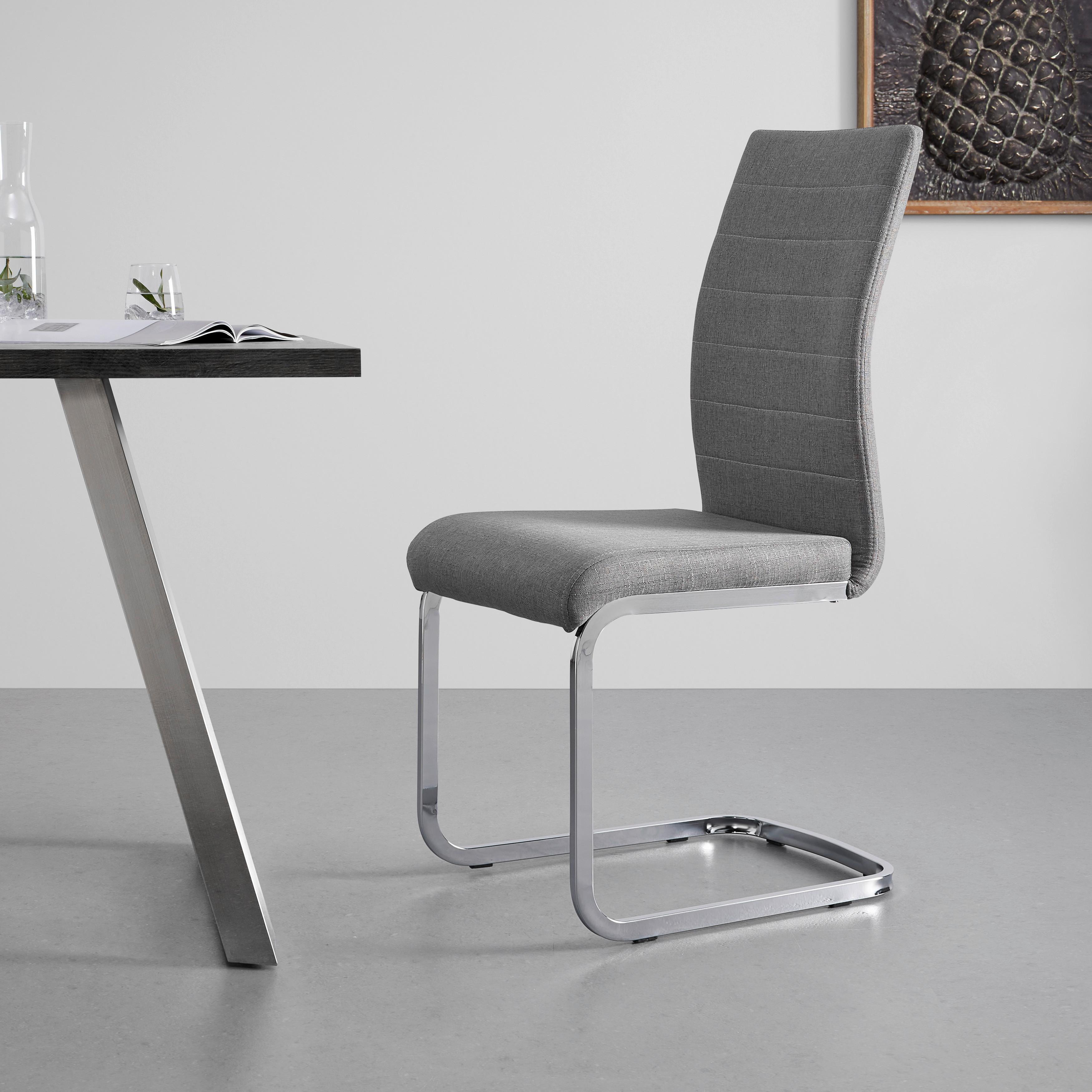 Schwingstuhl Lennard Hellgrau Webstoff Gepolstert - Chromfarben/Hellgrau, MODERN, Holz/Textil (42,5/99/45cm) - Bessagi Home