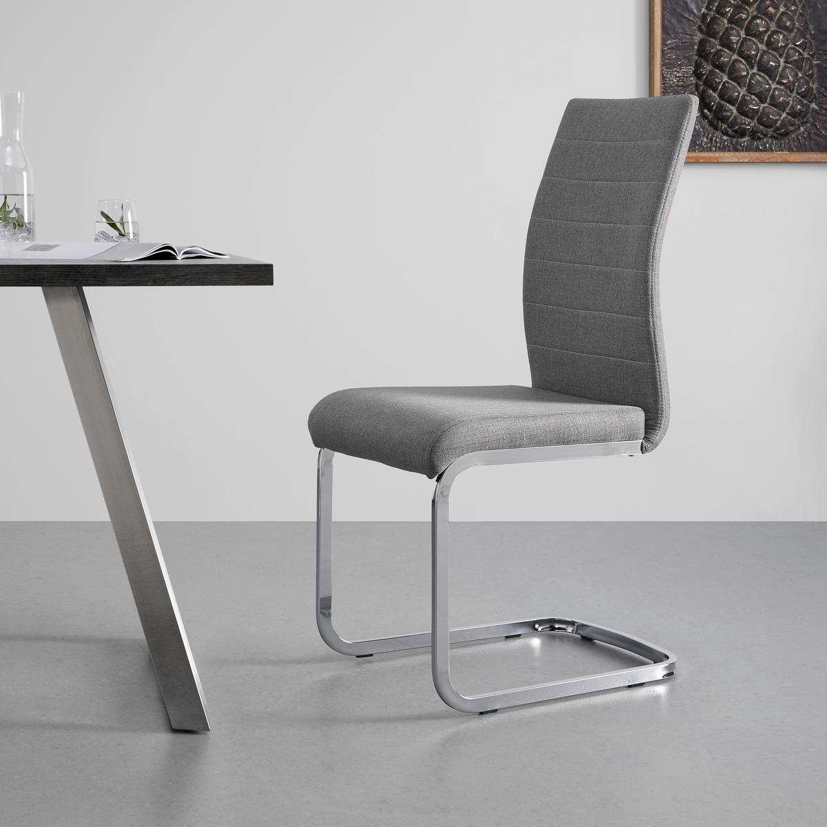 KRZESŁO NA PŁOZIE LENNARD - jasnoszary/kolor chromowy, Modern, metal/drewno (42,5/99/45cm) - Bessagi Home