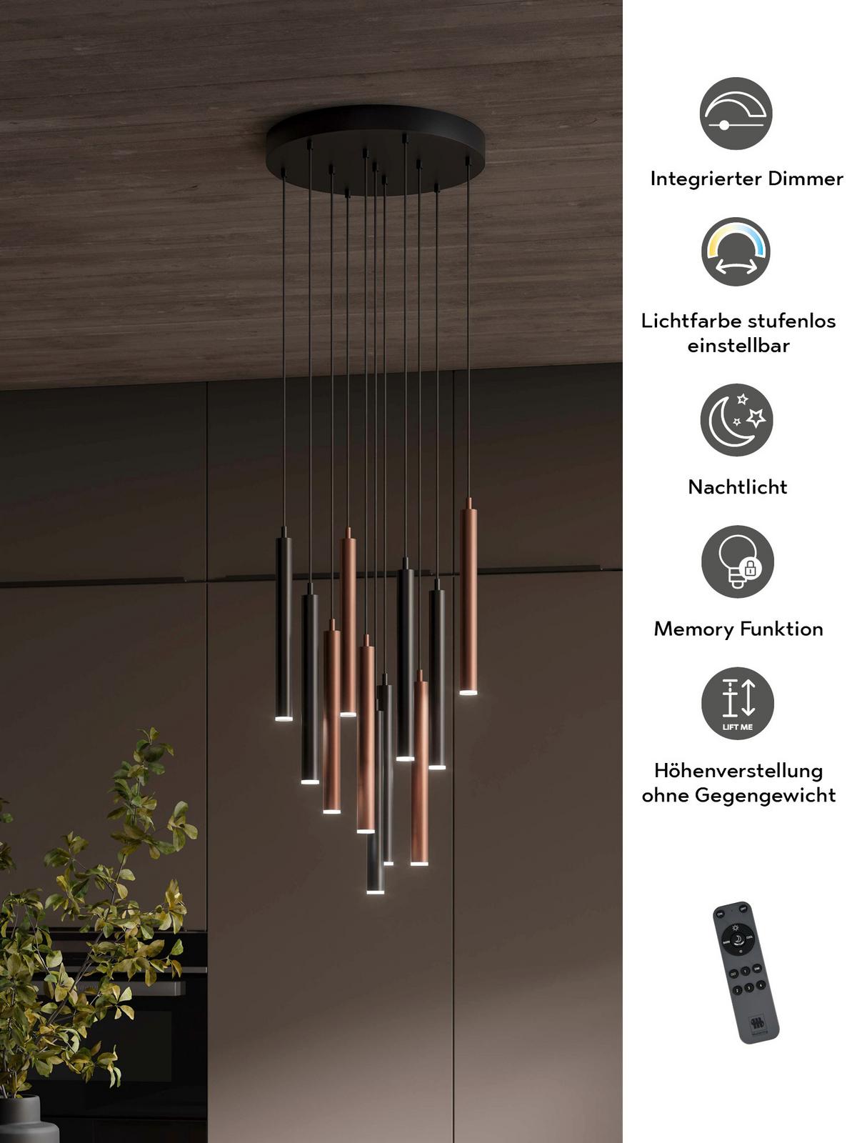 LAMPA WISZĄCA LED MR32160132 CALINA - czarny, Design, metal (13/150cm) - Musterring