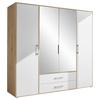 Kleiderschrank Lembo Weiß/Eiche Artisan - Silberfarben/Alufarben, KONVENTIONELL, Glas/Holzwerkstoff (206/195/60cm) - Based