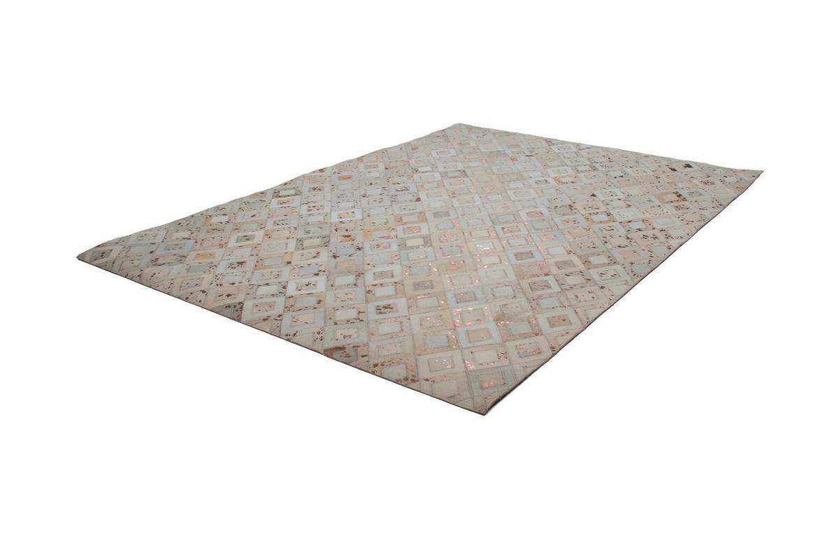 FLACHWEBETEPPICH SPARK 110 ELFENBEIN/CH 80X150 - Chromfarben/Beige, Design, Leder (80/150cm) - Kayoom