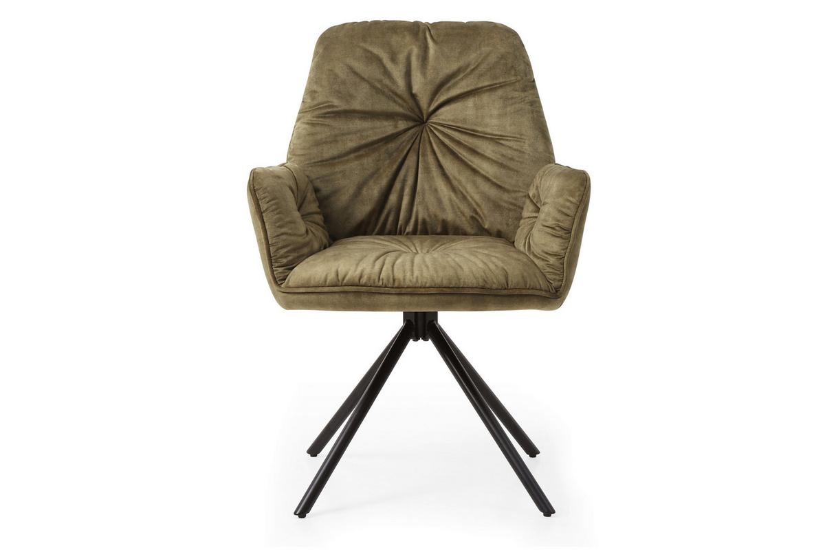 Naslanjač Vintage, Zelena, Vrtljiv - črna/zelena, Moderno, kovina/tekstil (61/90/59cm) - Livetastic