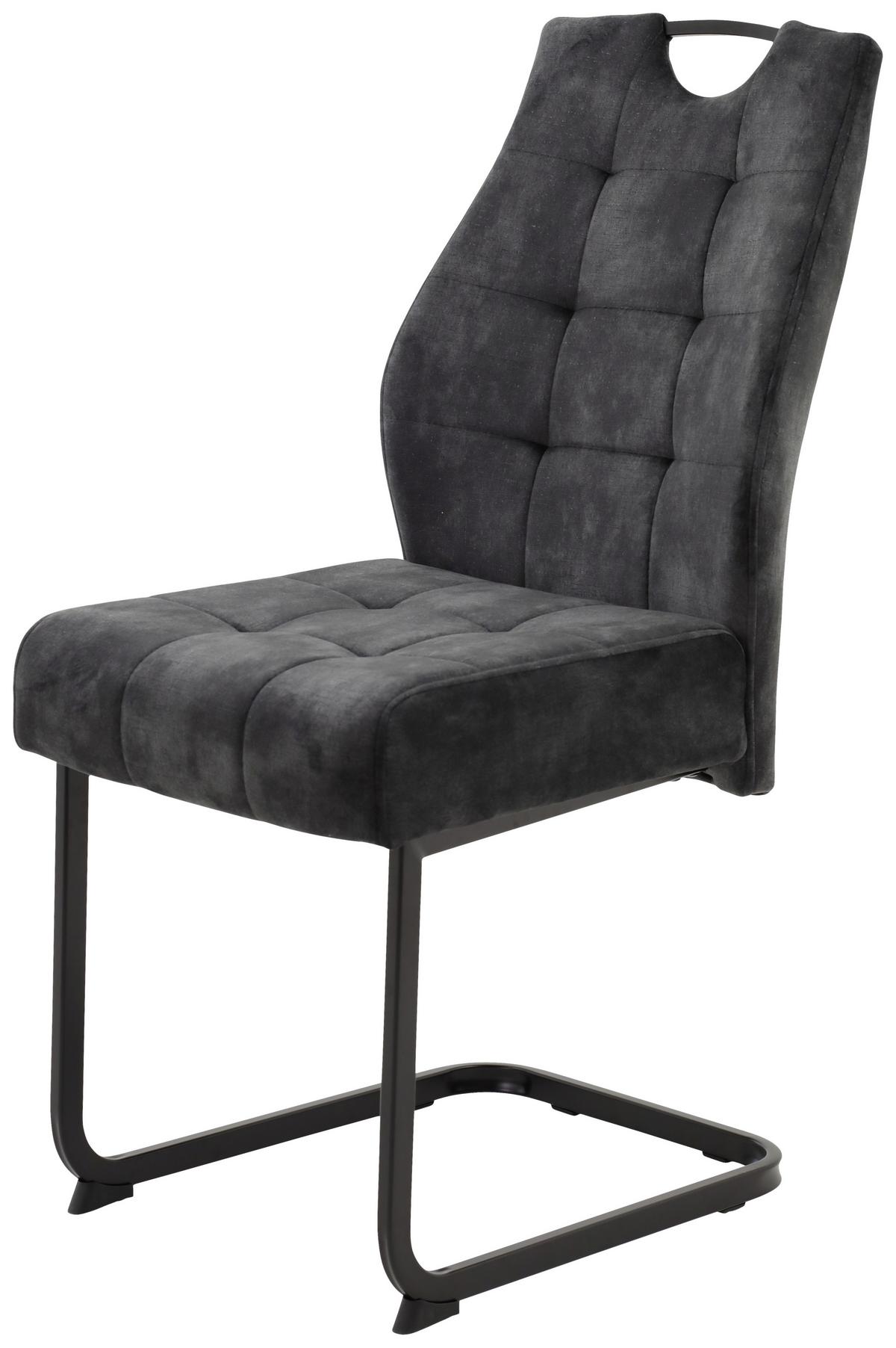 Stolica Emilia - crna/antracit, Konvencionalno, metal/tekstil (43/95/61cm) - Premium Living