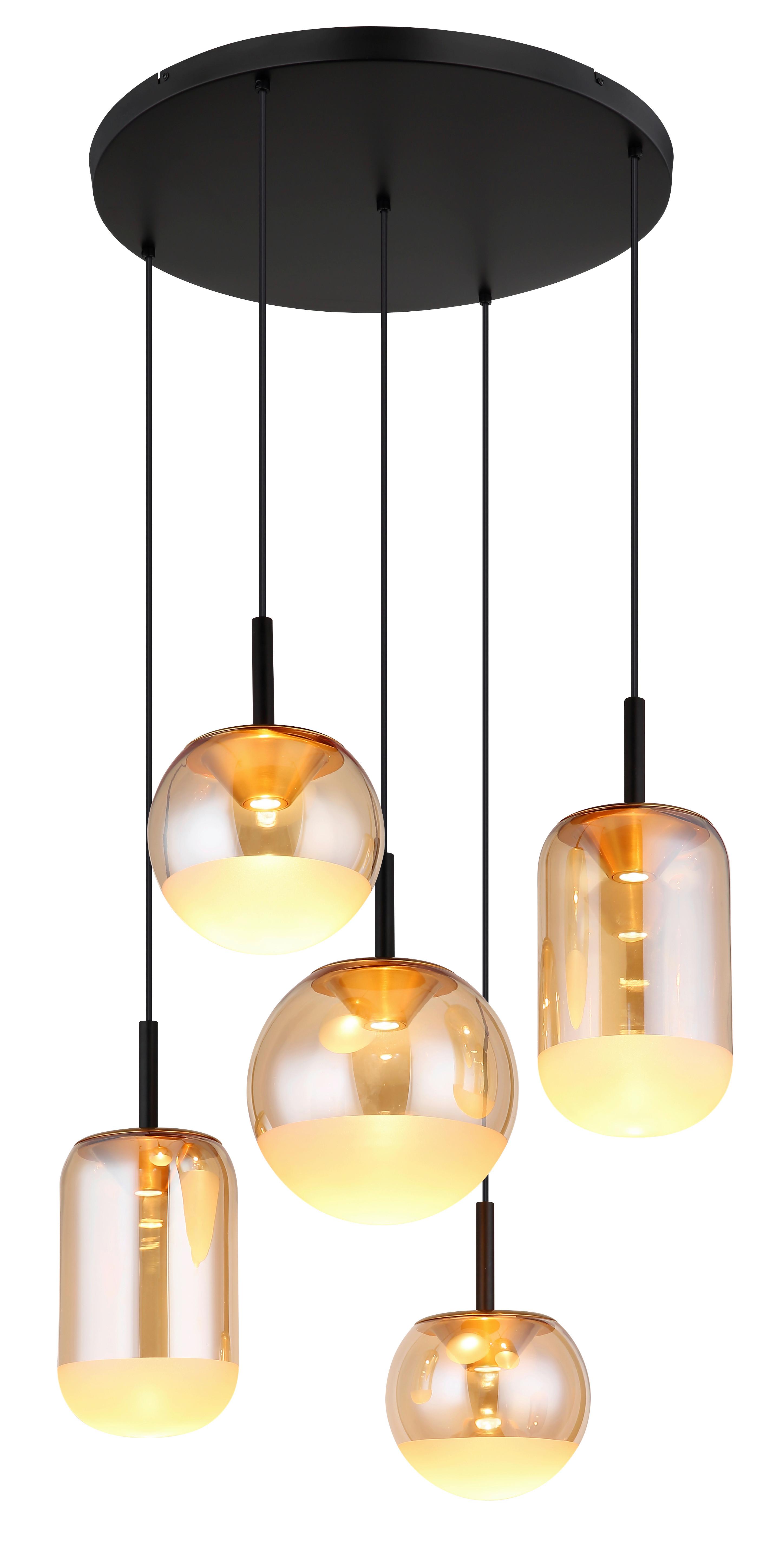 Led Viseća Svjetiljka Severin - narančasta/boje mjeda, Konvencionalno, staklo/metal (71/150cm)