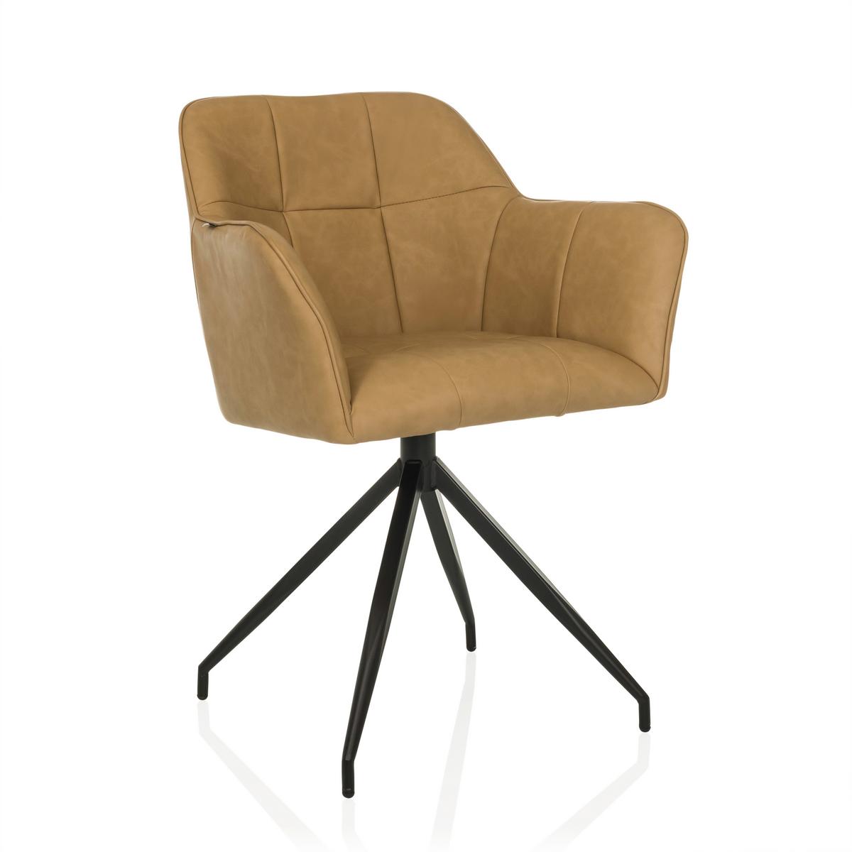 Naslanjač Elverum Spu, Barva Konjaka - črna/barve konjaka, Moderno, kovina/usnje (61/90/56cm) - MID.YOU