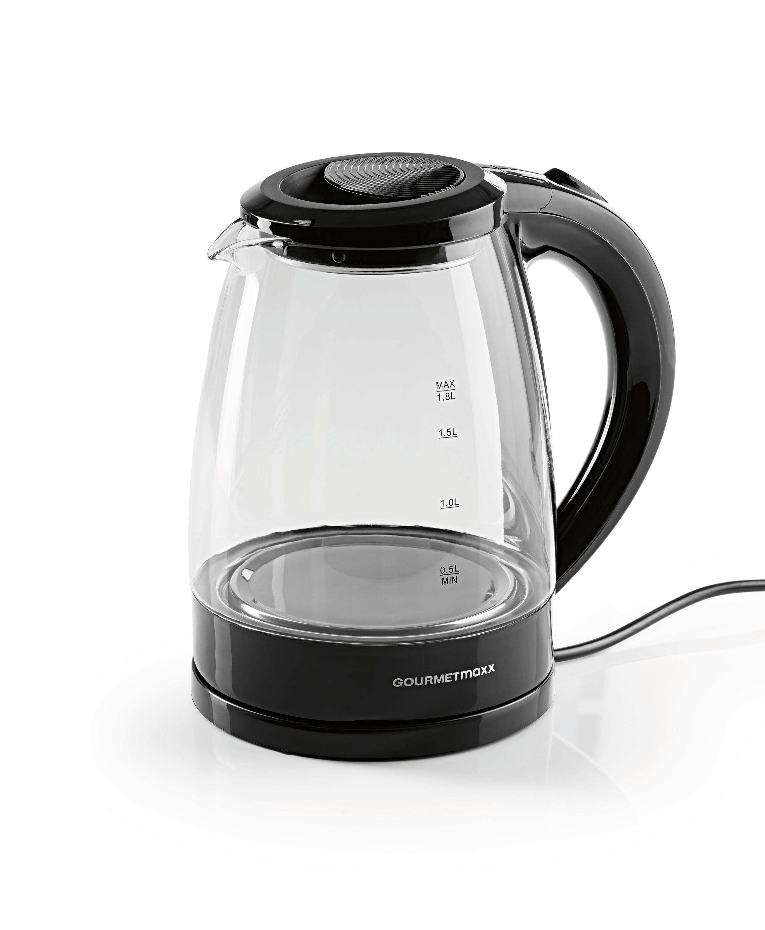 Wasserkocher Gourmetmaxx Schwarz max. 1800 Watt - Schwarz, Basics, Glas/Kunststoff (20,5/15/23cm) - TV - Unser Original