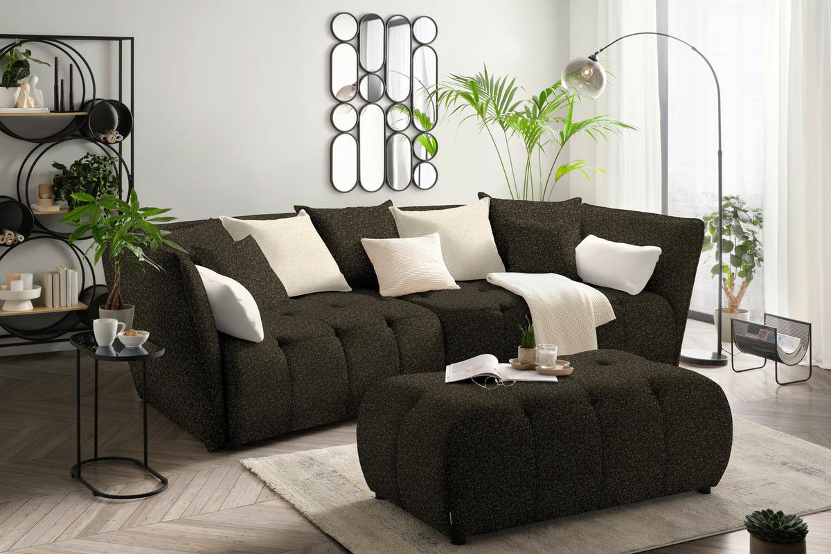 Canapea Boxspring SOFI - verde închis/crem, Modern, textil (294/93/152cm) - Premium Living