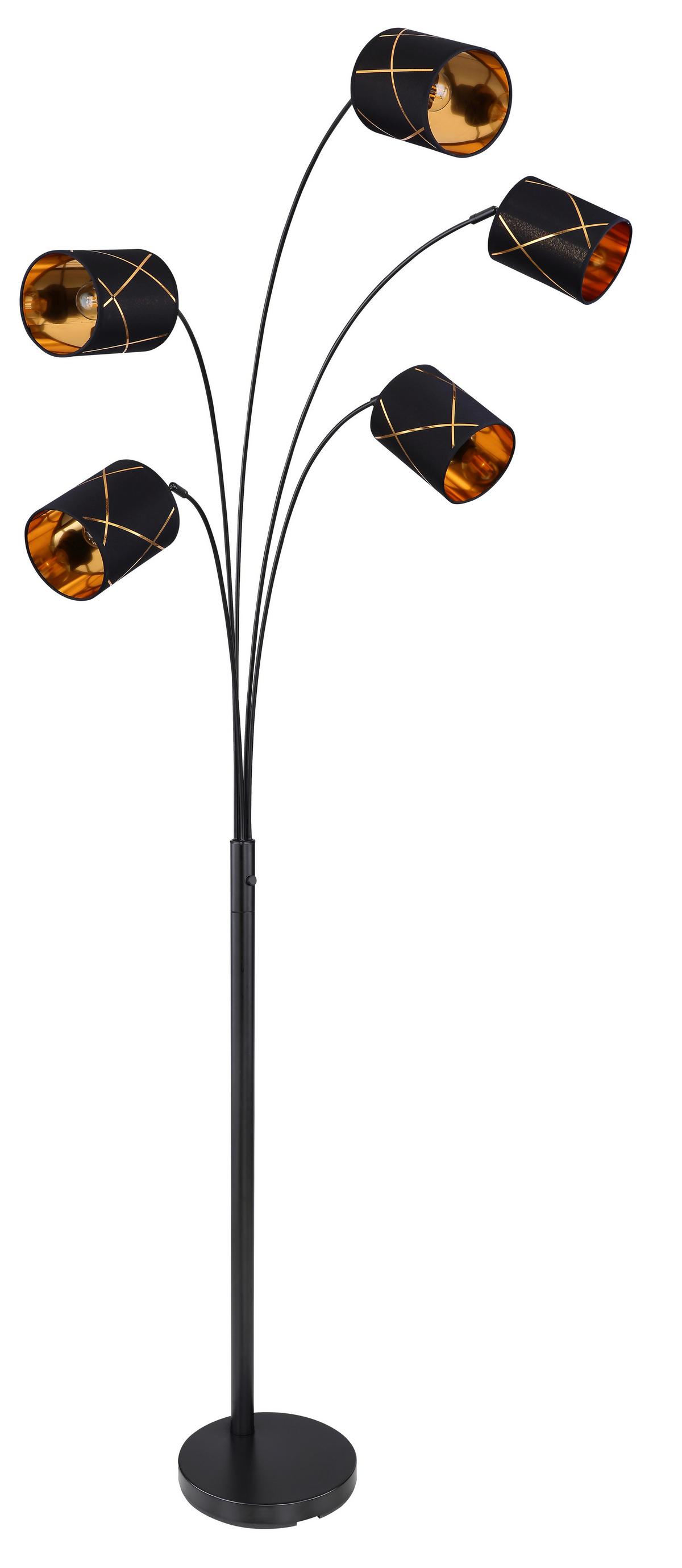 Lampa podłogowa BEMMO czarny/złoty, ok. 84x130x204cm - czarny/kolor złoty, Modern, tworzywo sztuczne/metal (84/130/204cm)