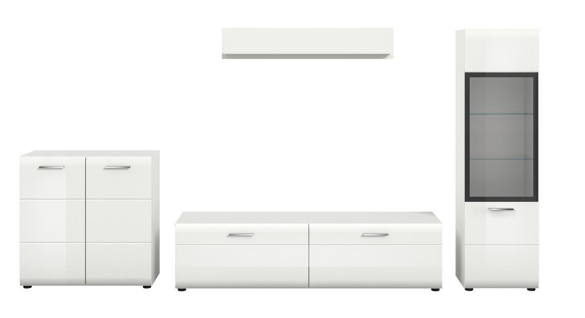 Dnevni Regal Ice, Bela Visok Sijaj, 4-Delni - srebrne barve/črna, Design, umetna masa/steklo (305/160/41cm) - Livetastic