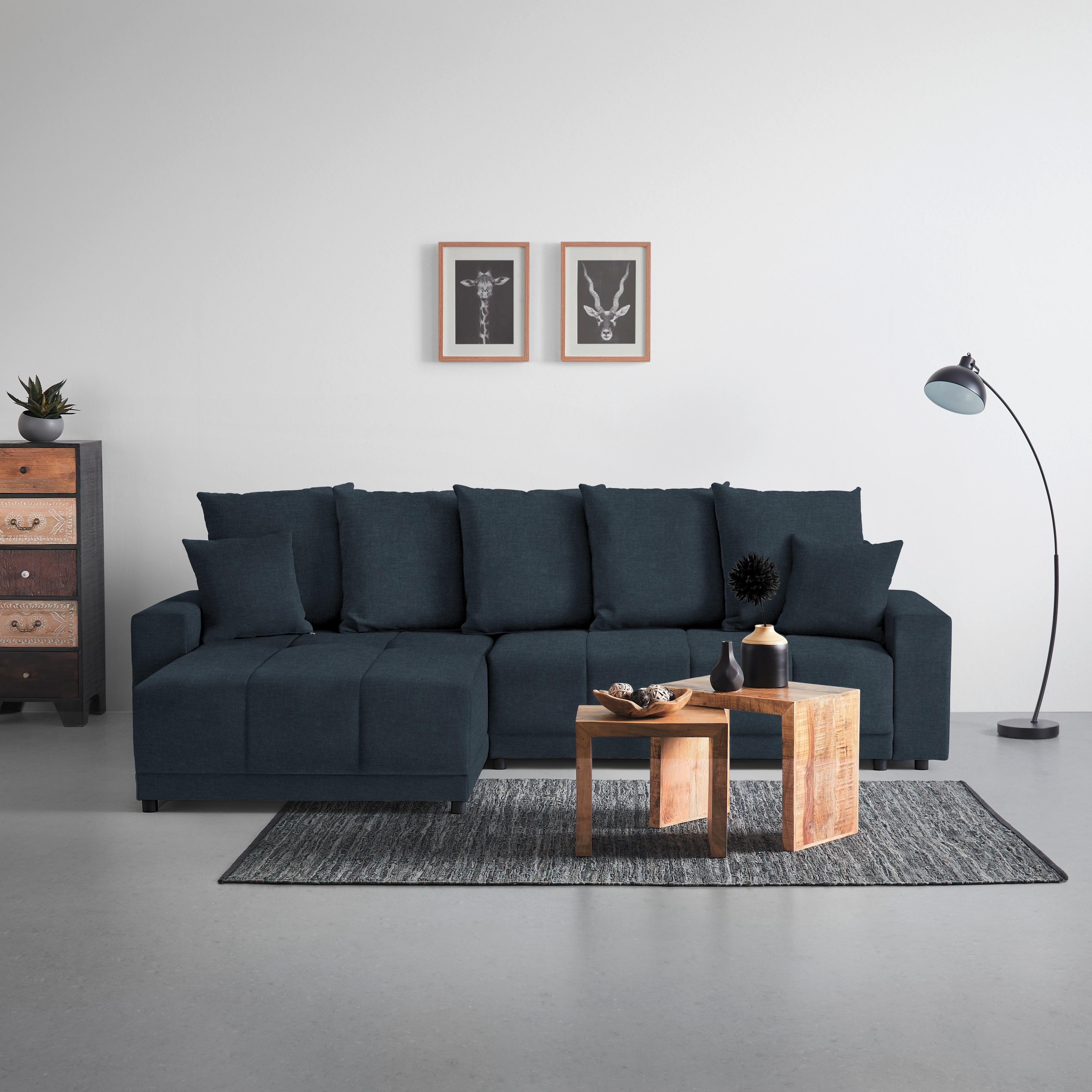 Ecksofa Alatri Dunkelblau - Schwarz/Dunkelblau, MODERN, Kunststoff/Textil (289/90/176cm) - Based