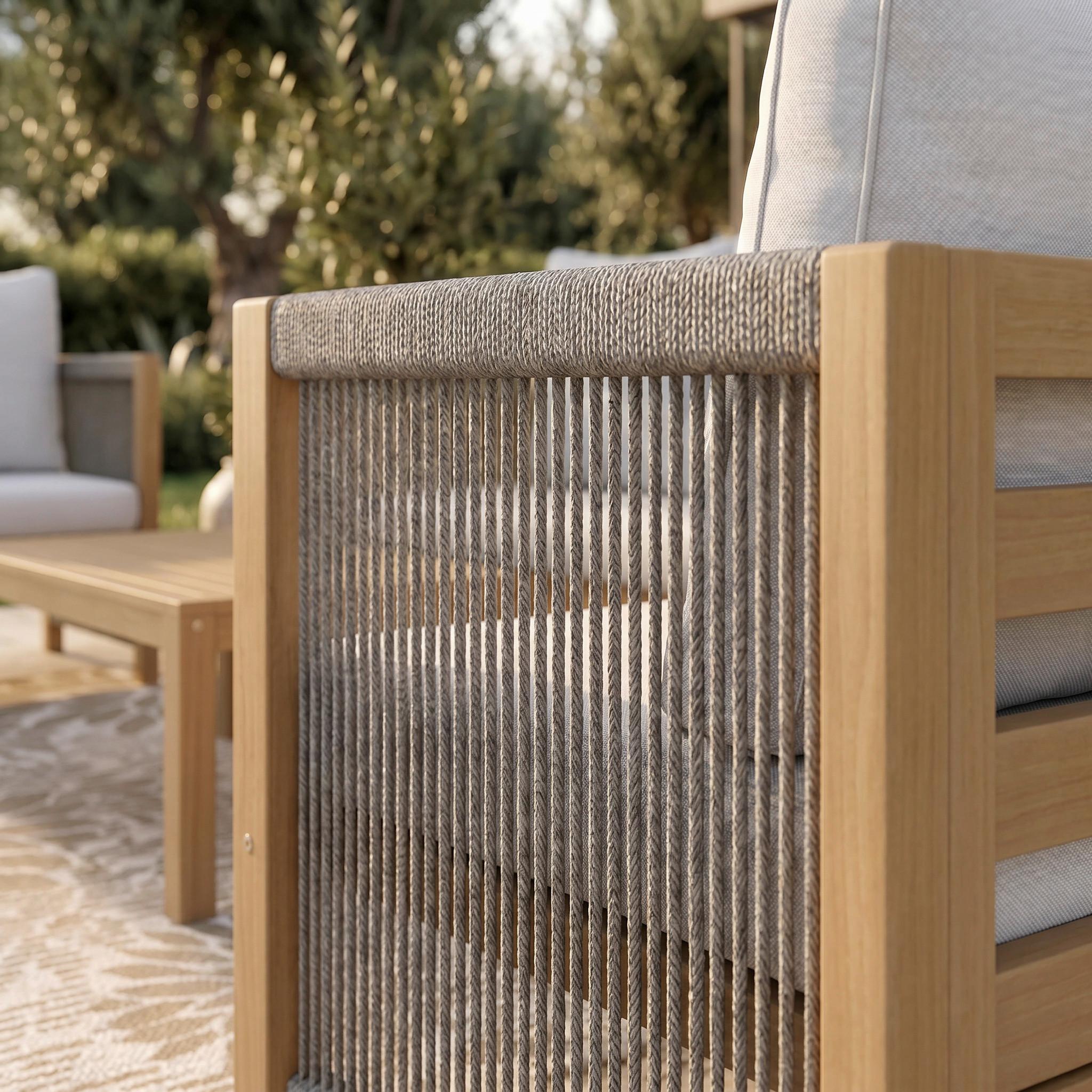 LOUNGEGRUPP EFFIE - ljusgrå, Modern, trä/textil (124/64,5/63,5cm) - Bessagi Garden