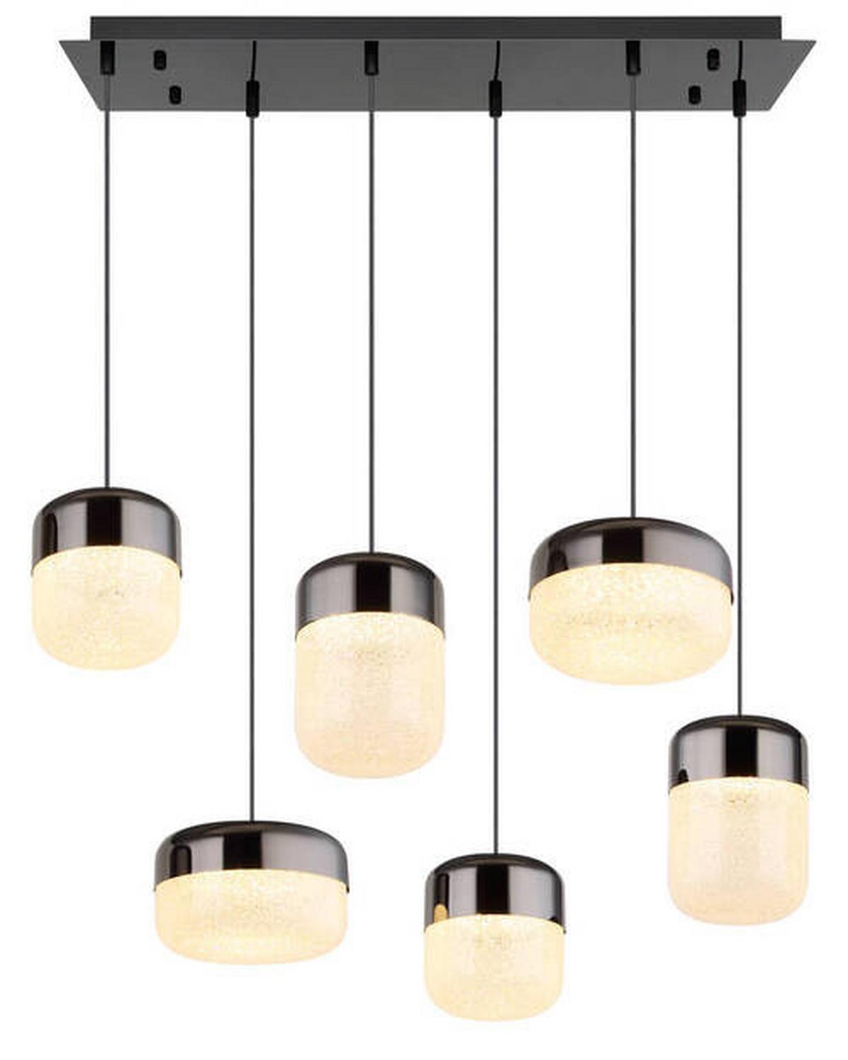 LED-Hängeleuchte Cristallica Graphitfarben max. 60 Watt - Klar/Graphitfarben, Design, Glas/Metall (80/32/150cm) - Globo