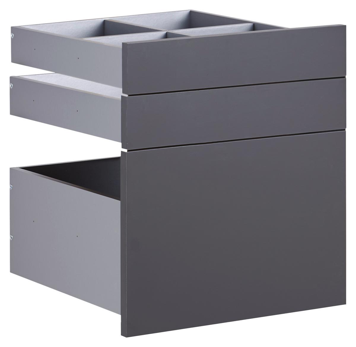 Schubladenset Unit in Anthrazit - Anthrazit, MODERN, Holzwerkstoff (45,3/50,3/47cm) - Based