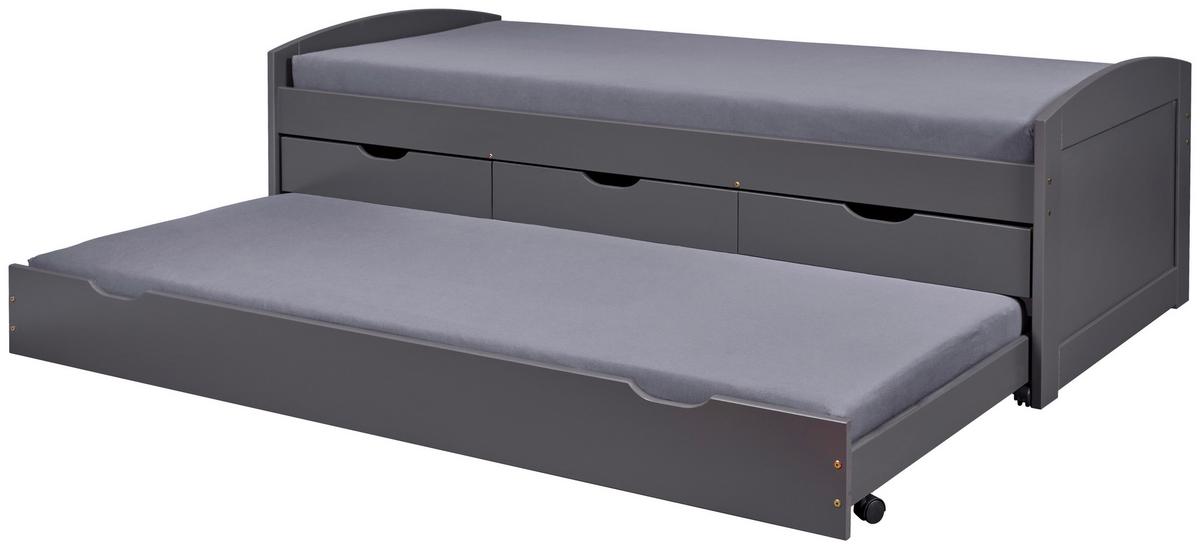 Ausziehbett Lena Grau - Naturfarben/Grau, Basics, Holz/Kunststoff (90/200cm) - MID.YOU