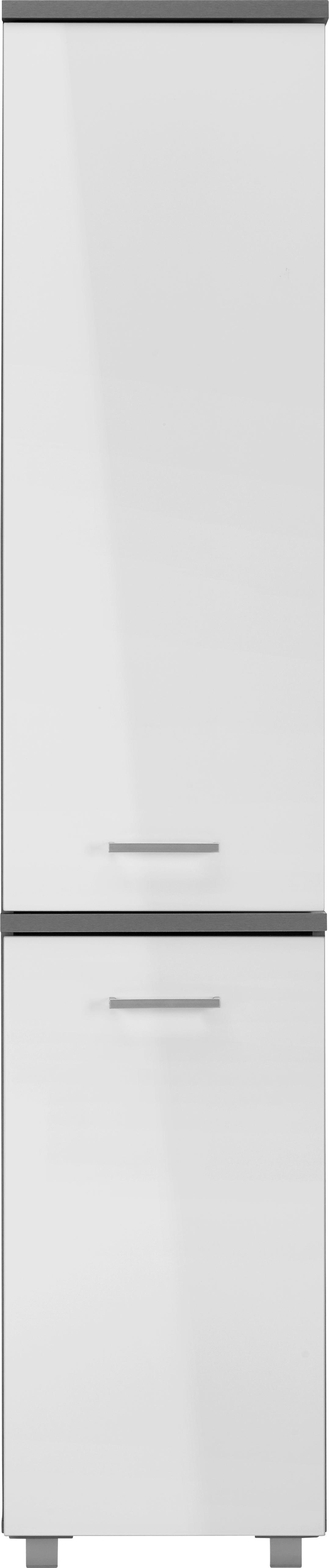 Hochschrank Grau/Weiß - Silberfarben/Weiß, MODERN, Holzwerkstoff/Kunststoff (40/194/32cm) - Mömax modern living