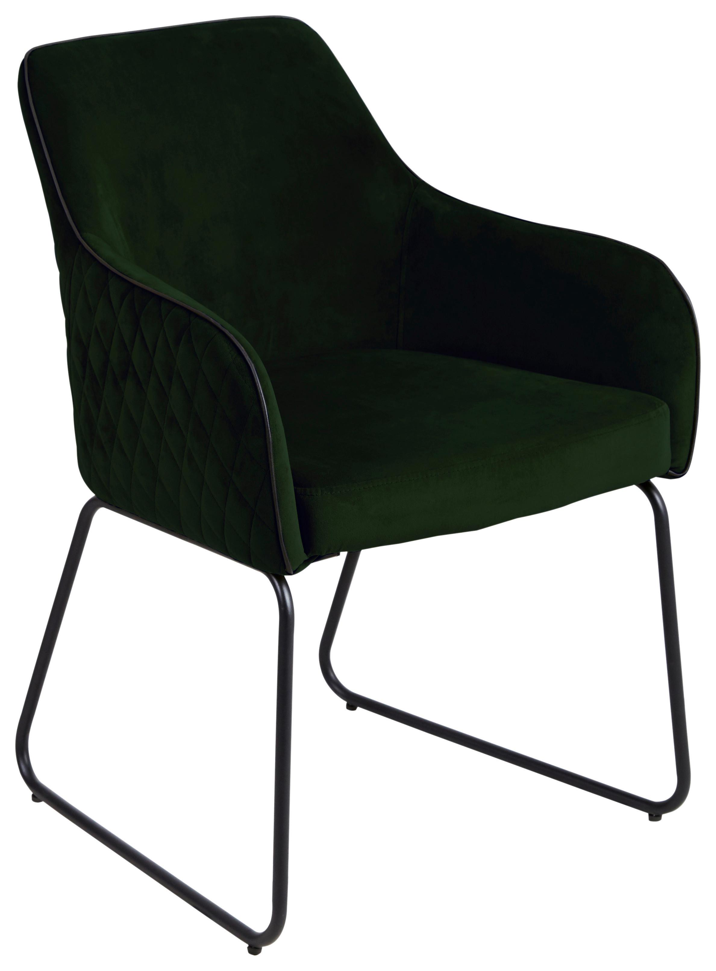 KRZESŁO Z PODŁOKIETNIKAMI HAMPTON -MR- - czarny/ciemnozielony, Konventionell, metal/tkanina (63/85/62cm) - SetOne by Musterring