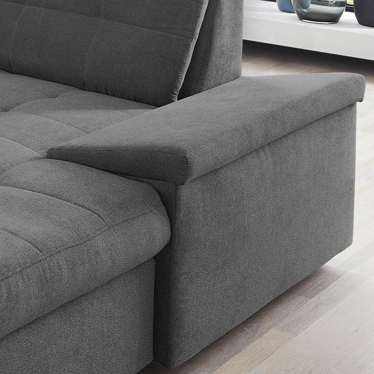 Wohnlandschaft Zira Anthrazit Nylon/Mikrofaser - Chromfarben/Anthrazit, Design, Holz/Kunststoff (169/330/212cm) - Livetastic