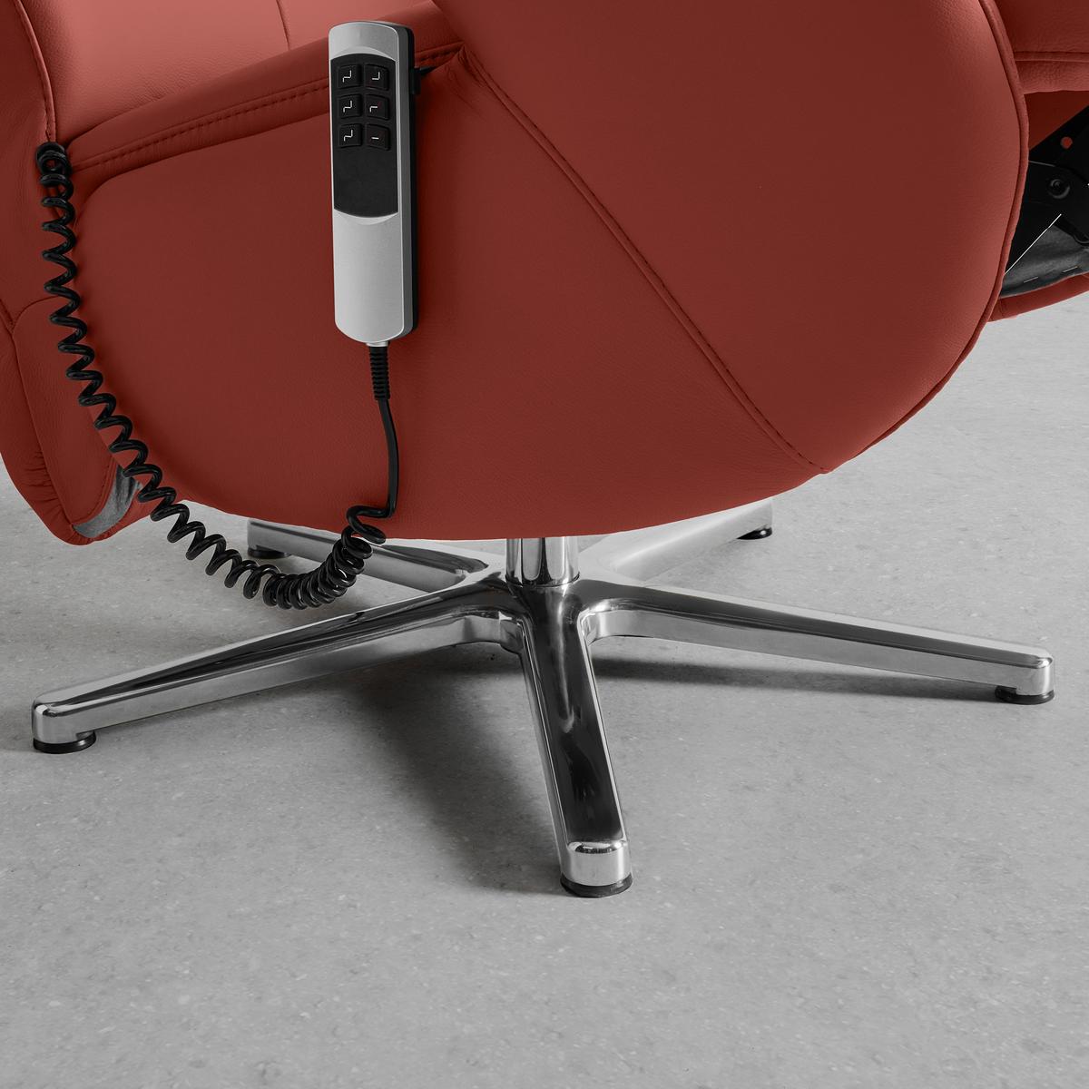 Relaxsessel Sitting 2 Weinrot - Chromfarben/Weinrot, MODERN, Leder (70/111/80cm) - Premium Living