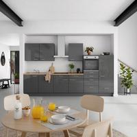 Küchenblock Flash Low m. Geräten Schieferfarben - Schieferfarben/Edelstahlfarben, MODERN, Holzwerkstoff/Metall (360cm) - Nobilia