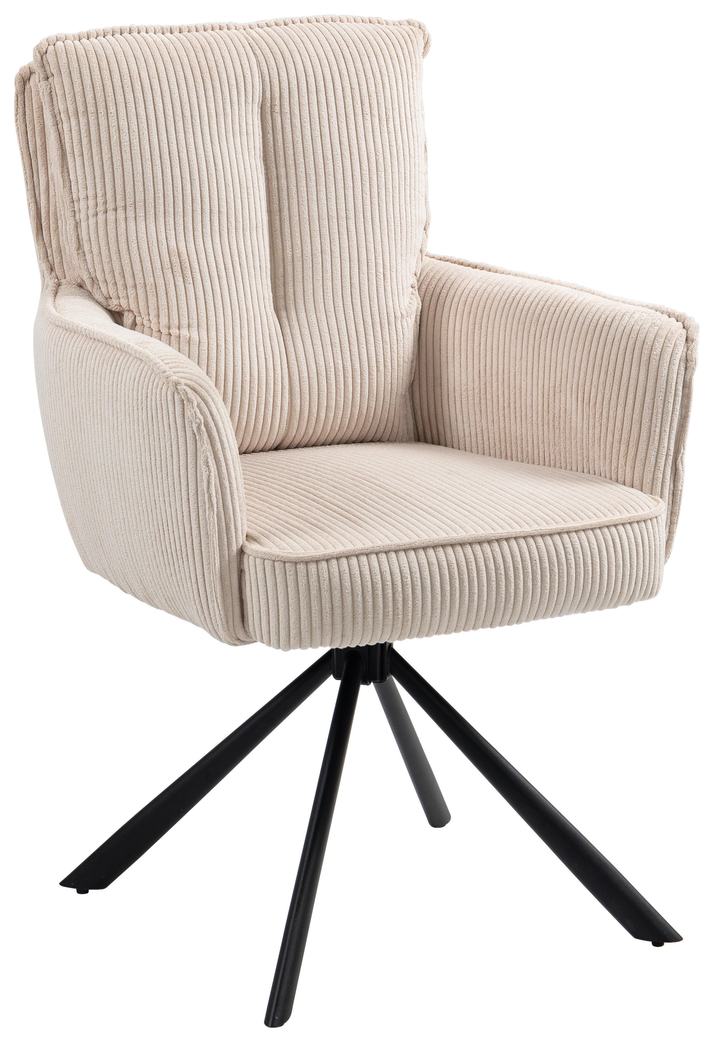 KRZESŁO Z PODŁOKIETNIKAMI ASHER - beżowy/czarny, Design, metal/tkanina (62/95/67cm) - Novel