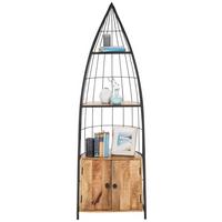 Regal in Naturfarben Massiv - Schwarz/Naturfarben, LIFESTYLE, Holz/Metall (56/187/37cm) - Mömax