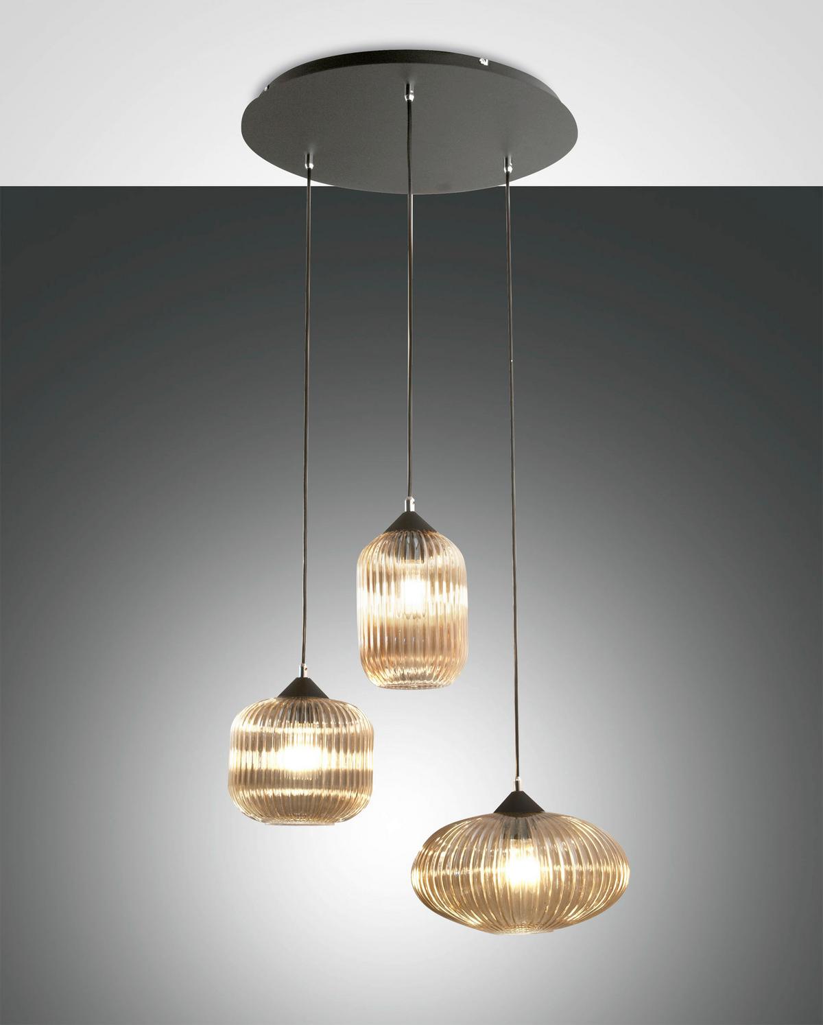 Pendelleuchte Nordal max. 40 Watt - Schwarz, Design, Glas/Metall (50/50/200cm) - Fabas Luce