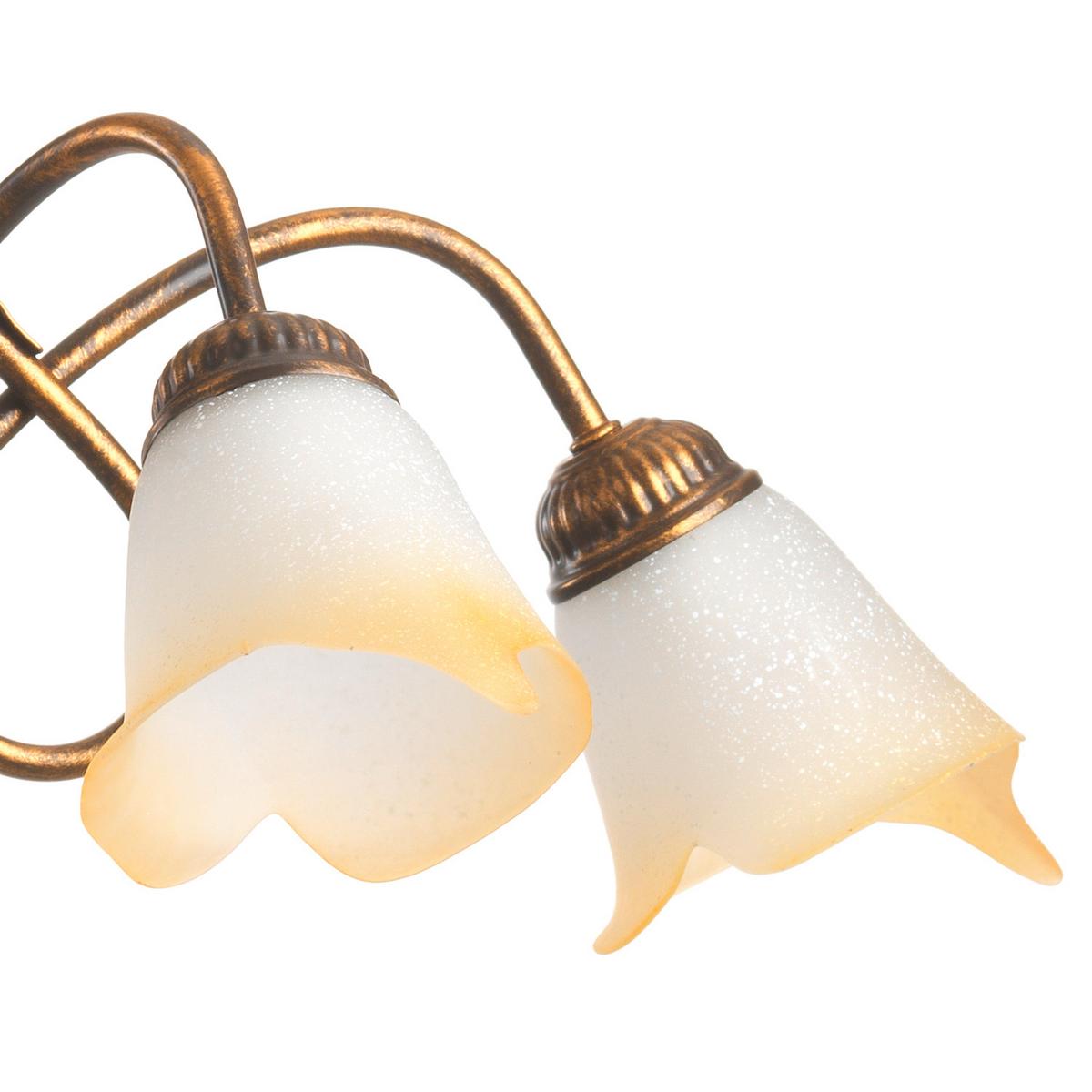 Kronleuchter Doppio Giro Bronzefarben max. 6 Watt - Bronzefarben, KONVENTIONELL, Glas/Metall (75/82cm)