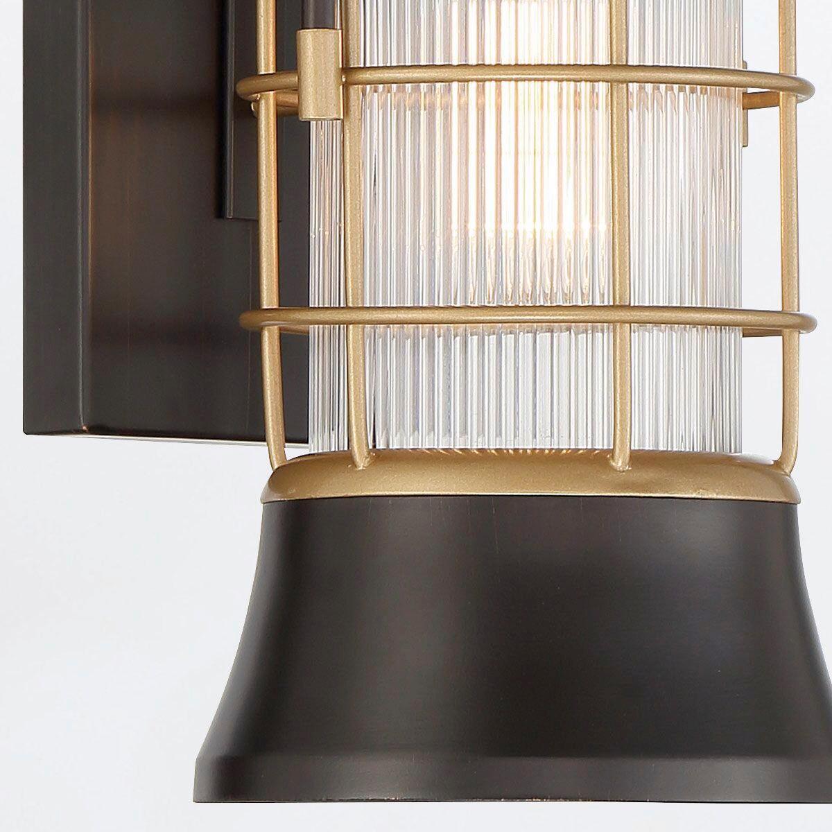 Kültéri Falilámpa Qn-Rivamar-S-Blk-Gd - többszínű, Konventionell, üveg/fém (33,5/15,3/18,4cm) - Elstead Lighting