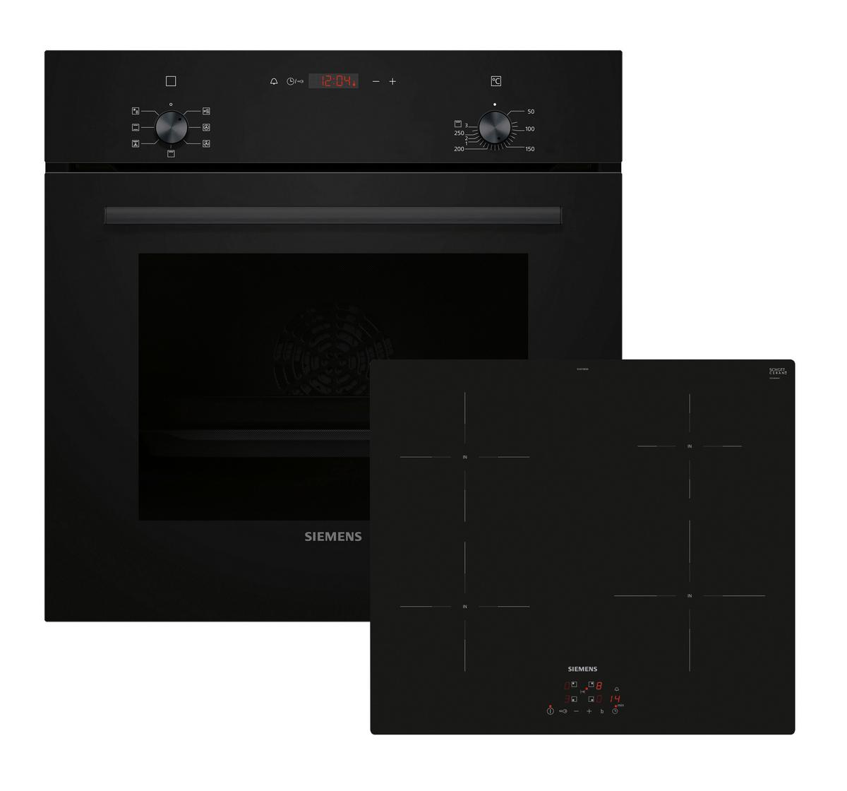 Backofenset EQPOWER33I Schwarz - Edelstahlfarben/Schwarz, MODERN, Glas/Metall (59,4/59,5/54,8cm) - Siemens