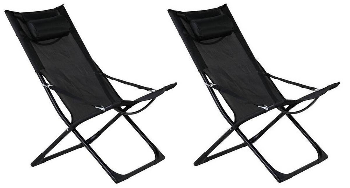 STRANDSESSEL SEVILLE - Schwarz, KONVENTIONELL, Textil/Metall (63/89/84cm) - Gardenson