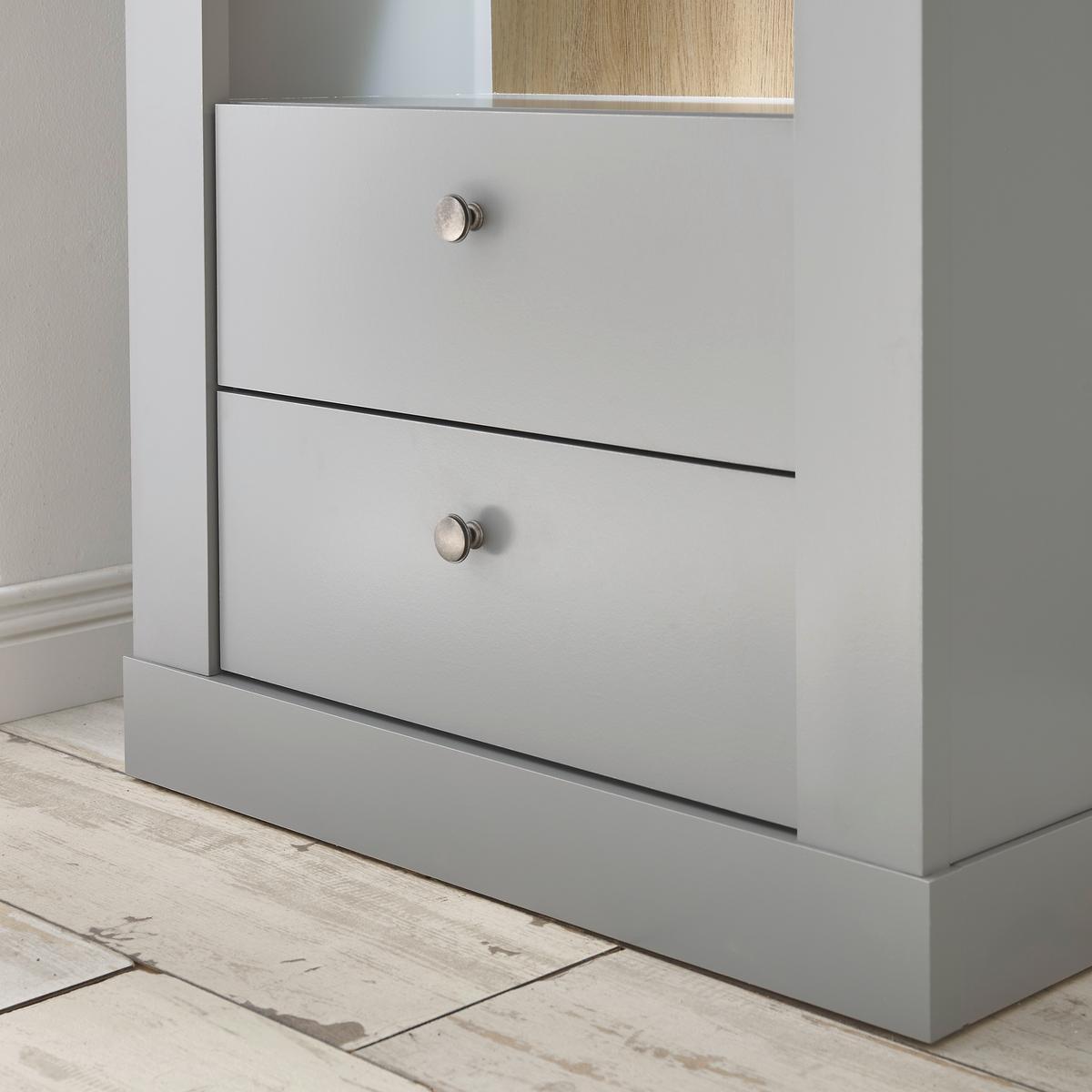 Wohnwand Chambord Eichefarben/Hellgrau - Eichefarben/Silberfarben, Design, Holzwerkstoff/Metall (317/201/44cm) - MID.YOU