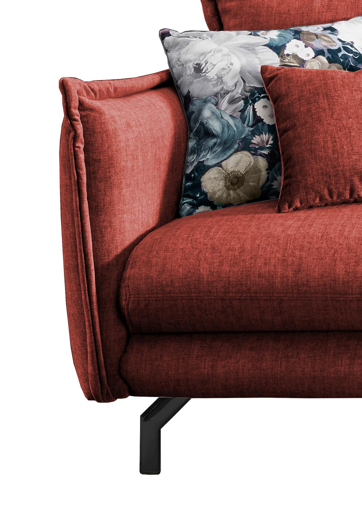 Wohnlandschaft Lava Koralle Velours - Türkis/Koralle, MODERN, Textil/Metall (255/180cm) - Livetastic