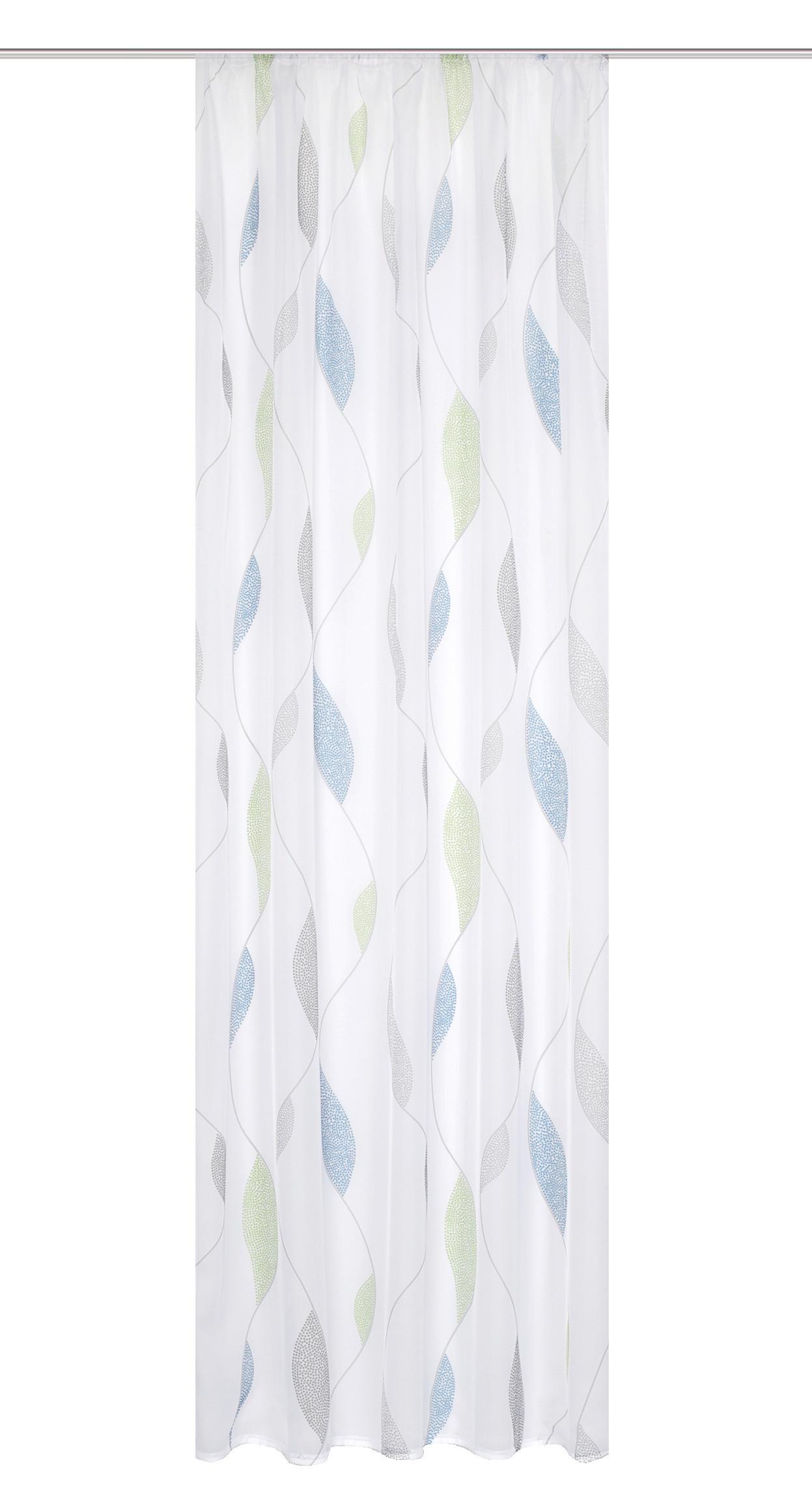 Fertigvorhang Voile Blau/Grün ca. 140x175cm - Blau/Grün, KONVENTIONELL, Textil (140/175cm)