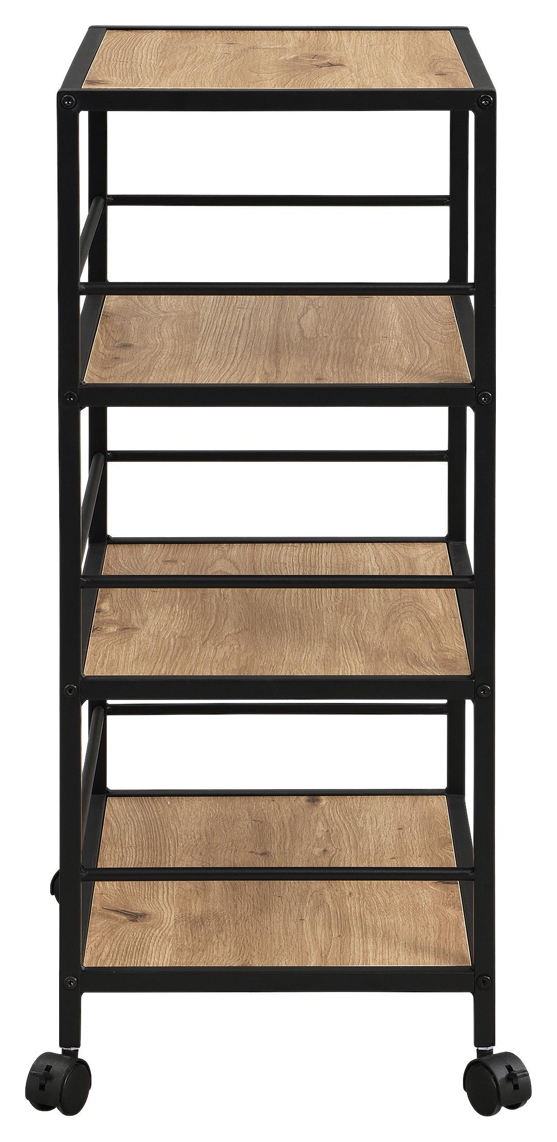 Cărucior pentru servit BOZEN - stejar Artisan/negru, Modern, metal/material pe bază de lemn (50/80/33cm) - Modern Living