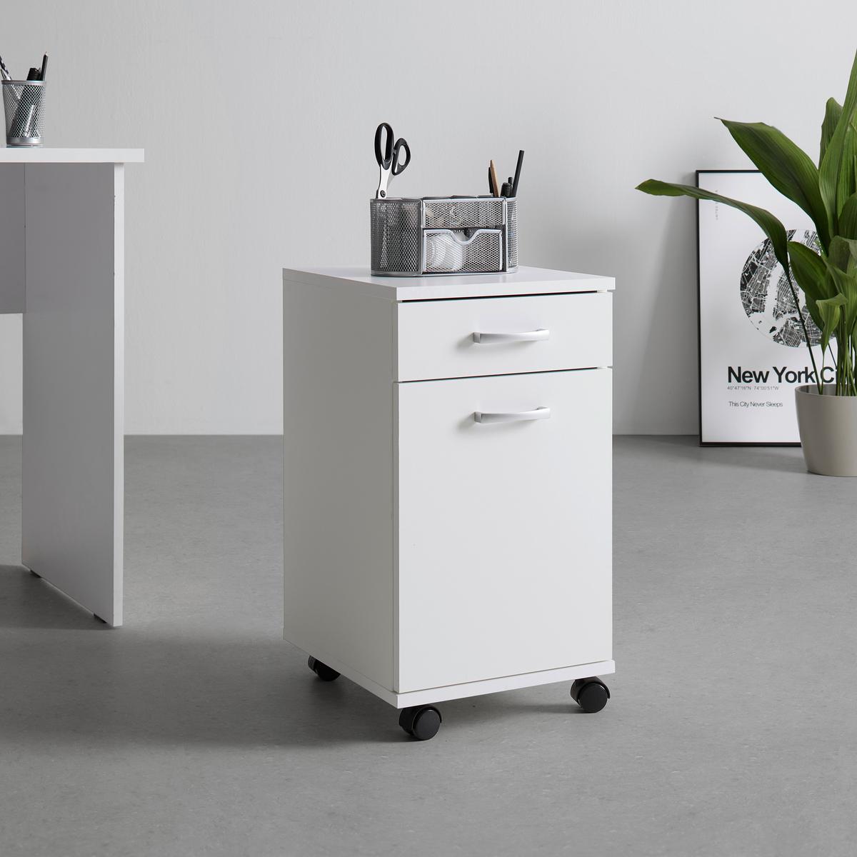 Rollcontainer Caorle in Weiß - Weiß, KONVENTIONELL, Holzwerkstoff/Kunststoff (33/59/38cm) - Mömax