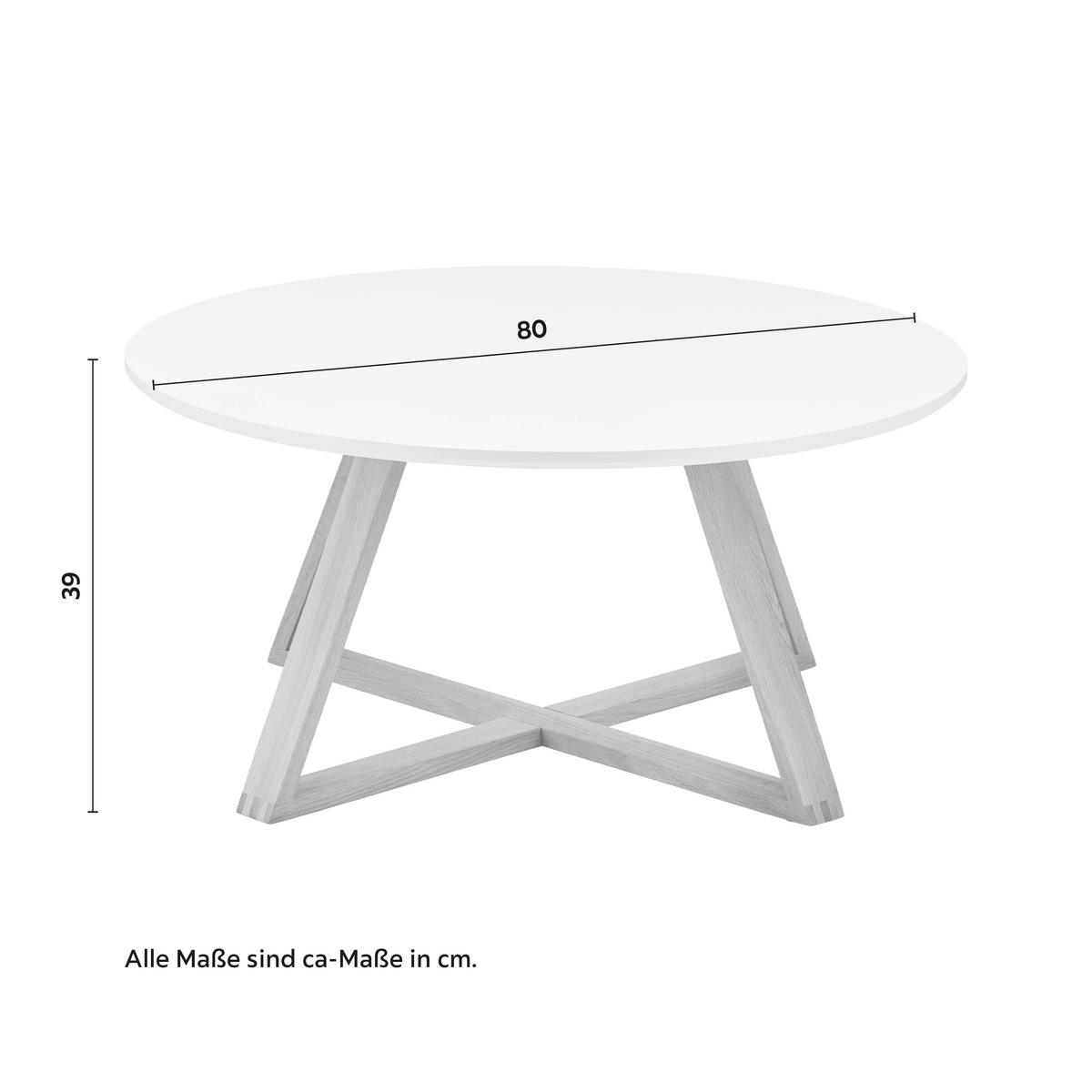 Măsuță de cafea MATTIA - alb/culoare lemn stejar, Modern, lemn/material pe bază de lemn (80/39cm) - Modern Living