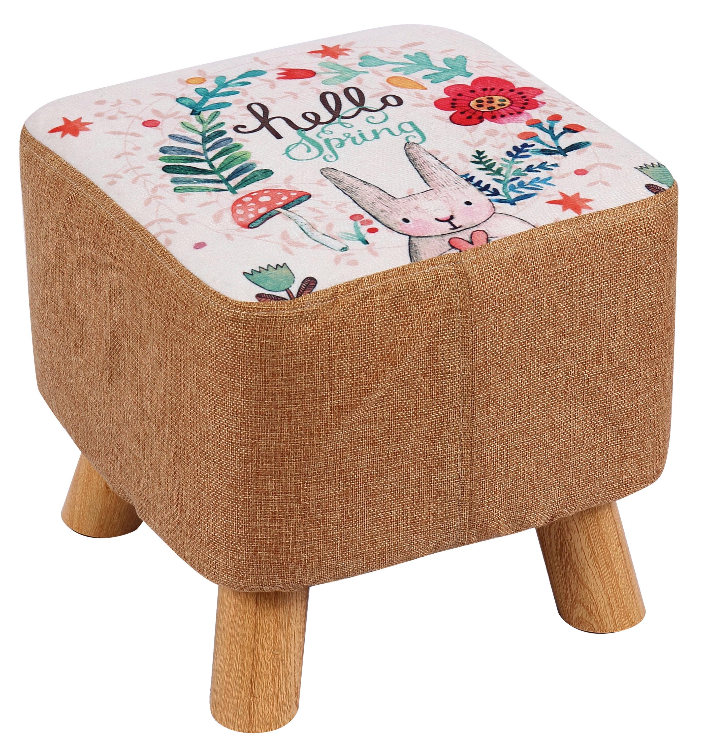 Hocker mit Hasenmotiv - Multicolor/Naturfarben, Lifestyle, Holz/Textil (30/30/30cm) - Mömax