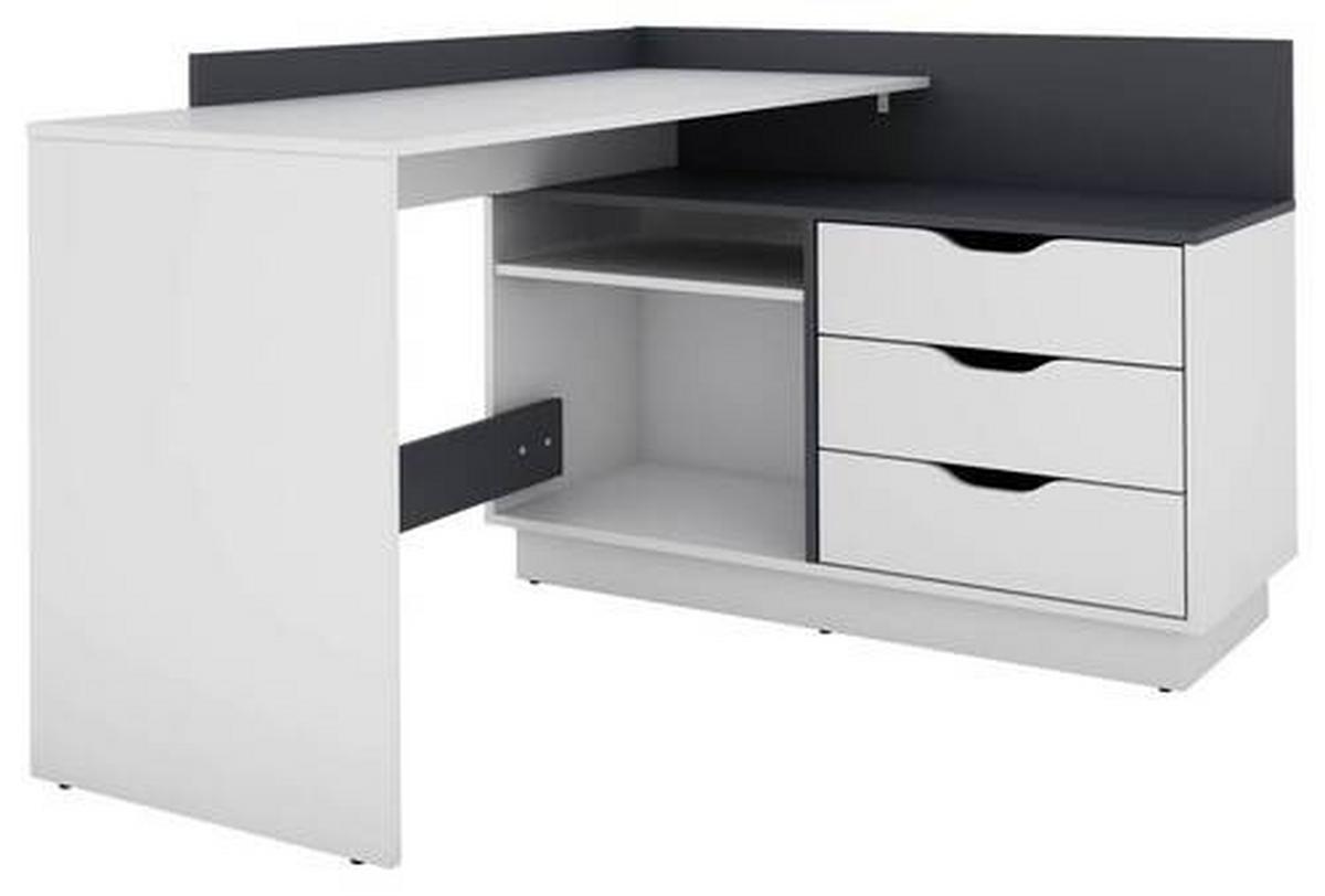 Eckschreibtisch Belfast Schwarz/Weiß ca. 129x105x84cm - Schwarz/Weiß, LIFESTYLE, Holzwerkstoff (129/105/84cm) - MID.YOU