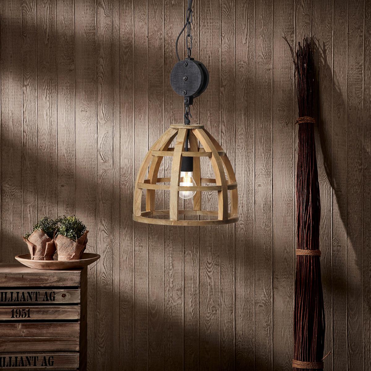 LAMPA ZWIESZANA 99155/66 MATRIX NATURE SMALL - czarny/jasnobrązowy, Natur, metal/drewno (34/143cm) - Brilliant