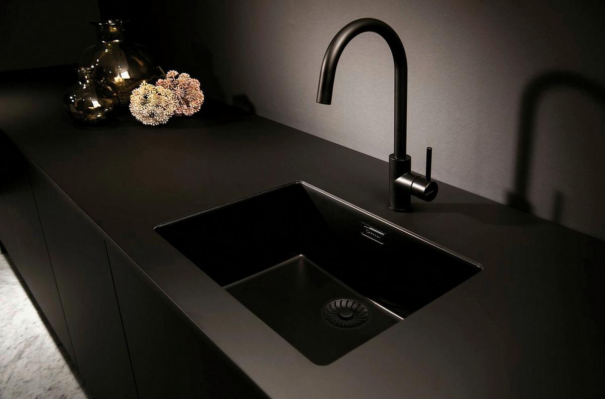 Einbauspüle Solido 2D in schwarz - Schwarz, MODERN, Stein (45/45cm)