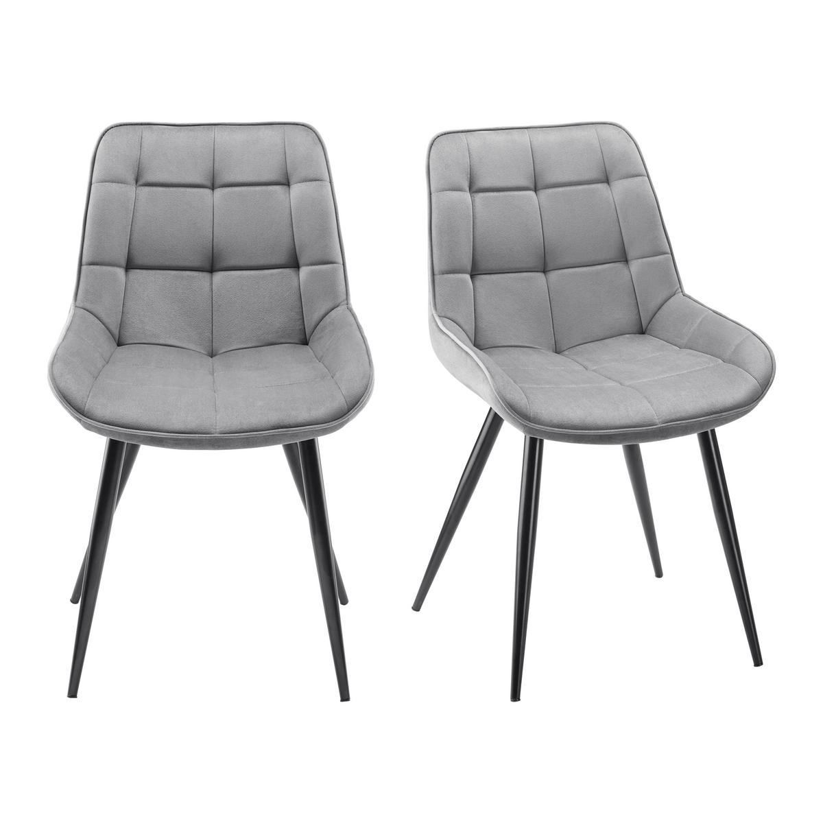 Stol Alina, Siva, Žamet - siva/črna, Moderno, kovina/tekstil (59/84/51cm) - Bessagi Home