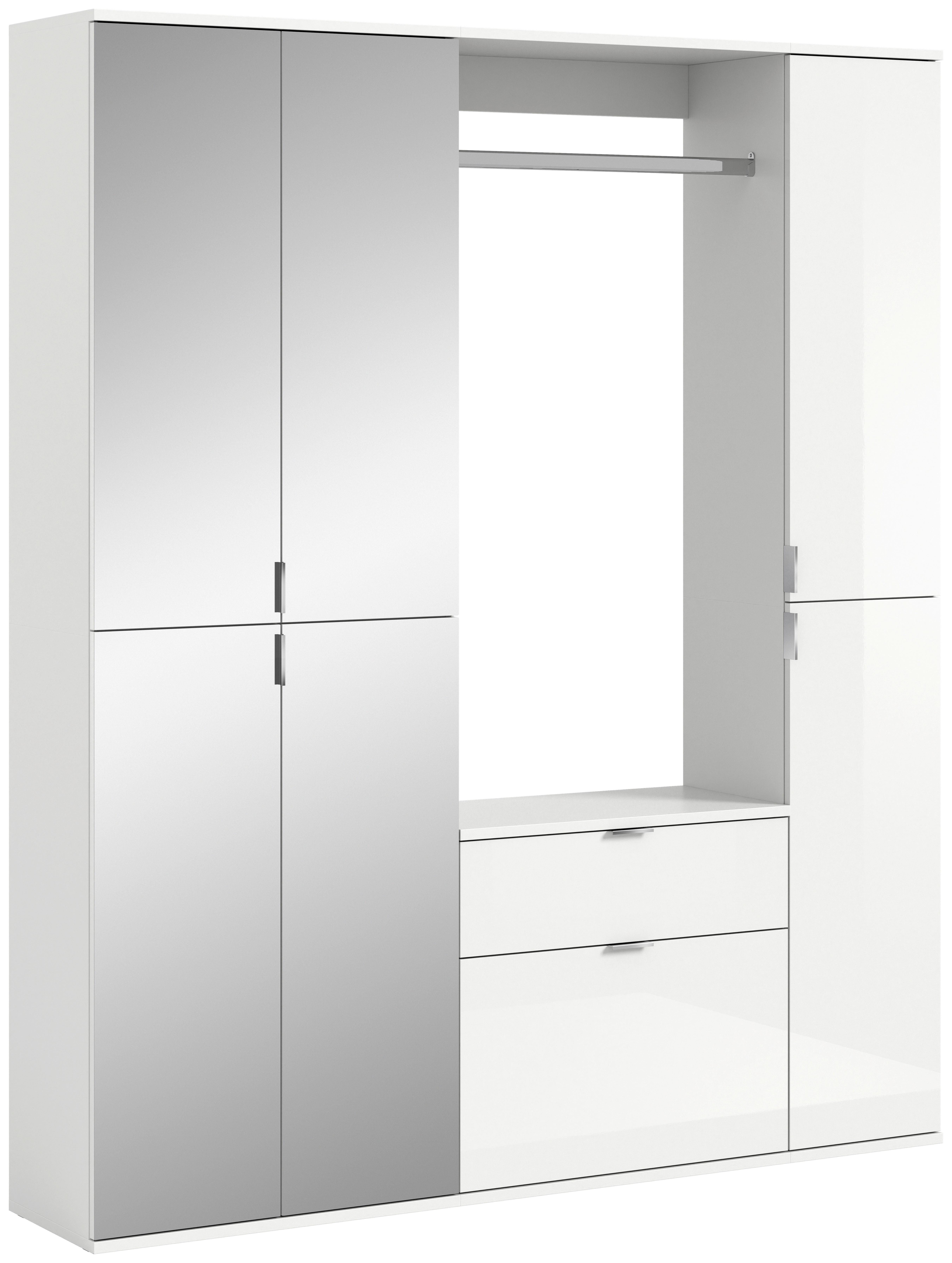 Garderobe Projekt X ca. 152x193 cm Weiß - Weiß Hochglanz, MODERN, Glas/Holzwerkstoff (152/193/34cm) - MID.YOU
