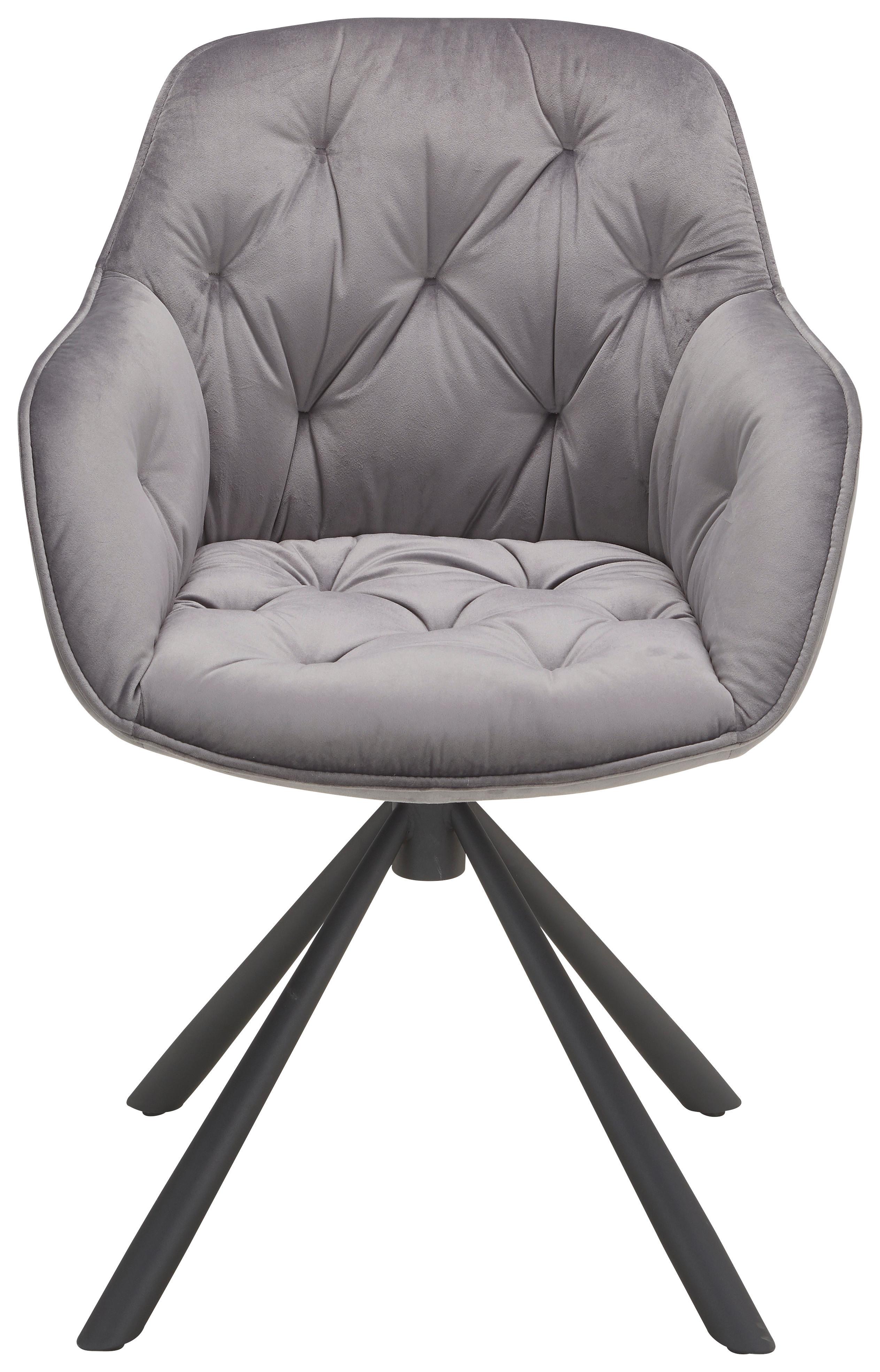 Scaun cu brațe Eileen - negru/gri, Lifestyle, metal/textil (63/86/66cm) - Premium Living