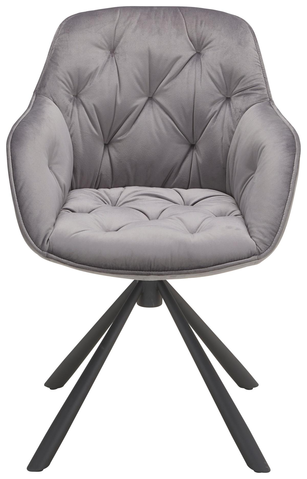 Scaun cu brațe Eileen - negru/gri, Lifestyle, metal/textil (68/86/64cm) - Premium Living