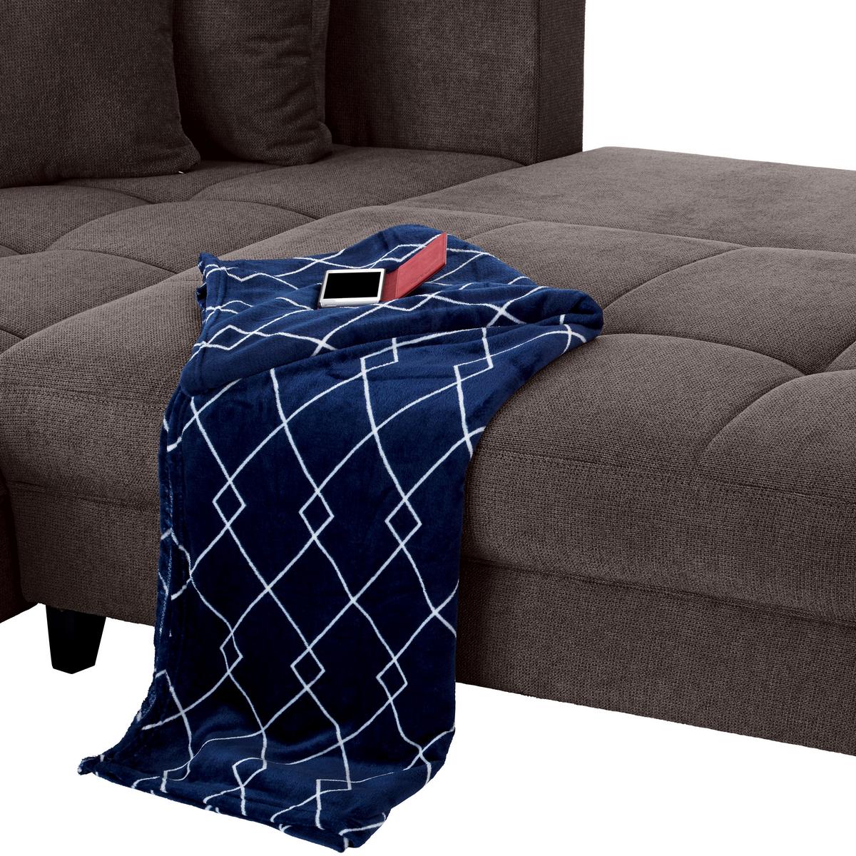 Kutna Garnitura Mendoza - sivo-smeđa/crna, Design, tekstil/drvo (197/309cm) - Modern Living