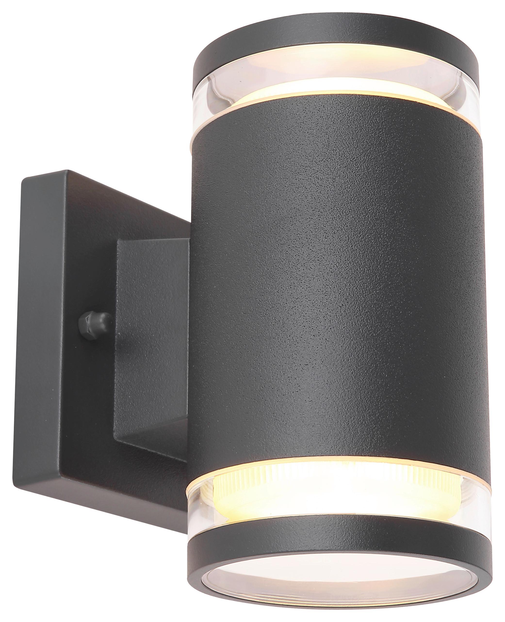 AUSSENWANDLEUCHTE ALCALA B: 10 CM ANTHRAZIT - Klar/Anthrazit, Basics, Glas/Metall (10/16,5cm) - Globo